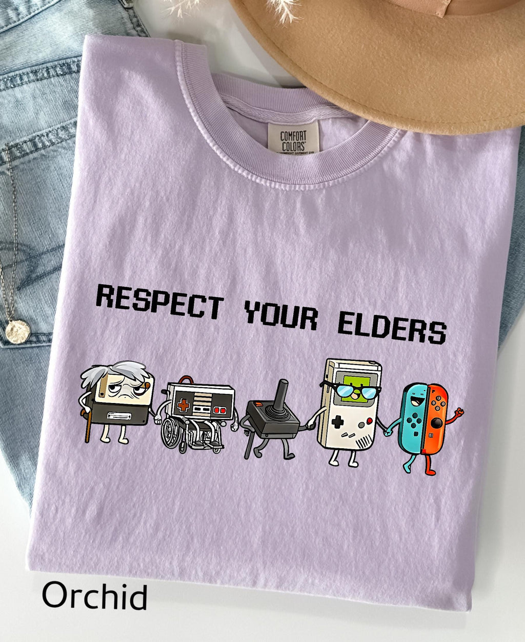 Comfort Colors© Respect Your Elders Gaming Shirt, Vintage Funny Old Gamer Tee, Retro Video Game T-Shirt