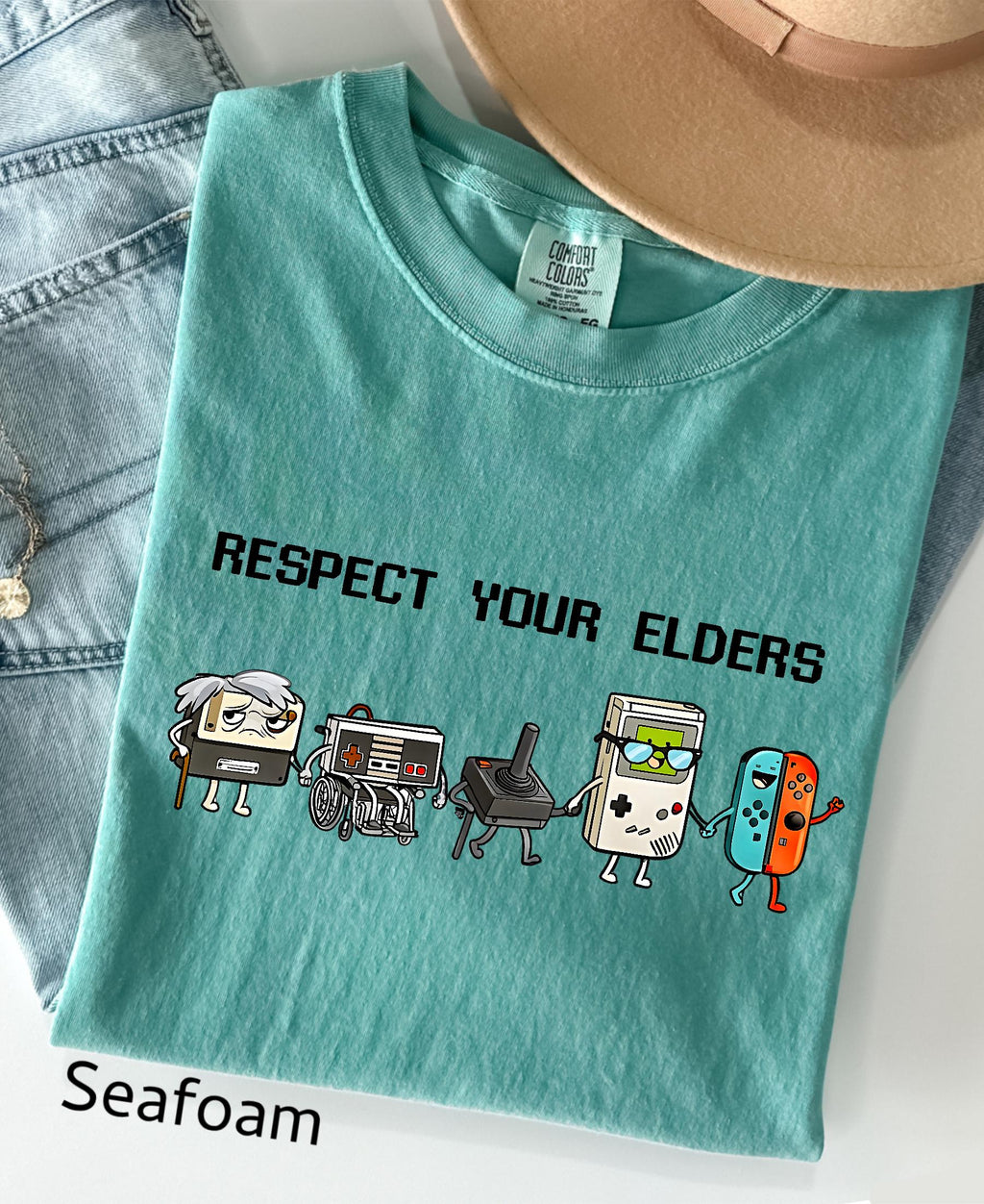 Comfort Colors© Respect Your Elders Gaming Shirt, Vintage Funny Old Gamer Tee, Retro Video Game T-Shirt