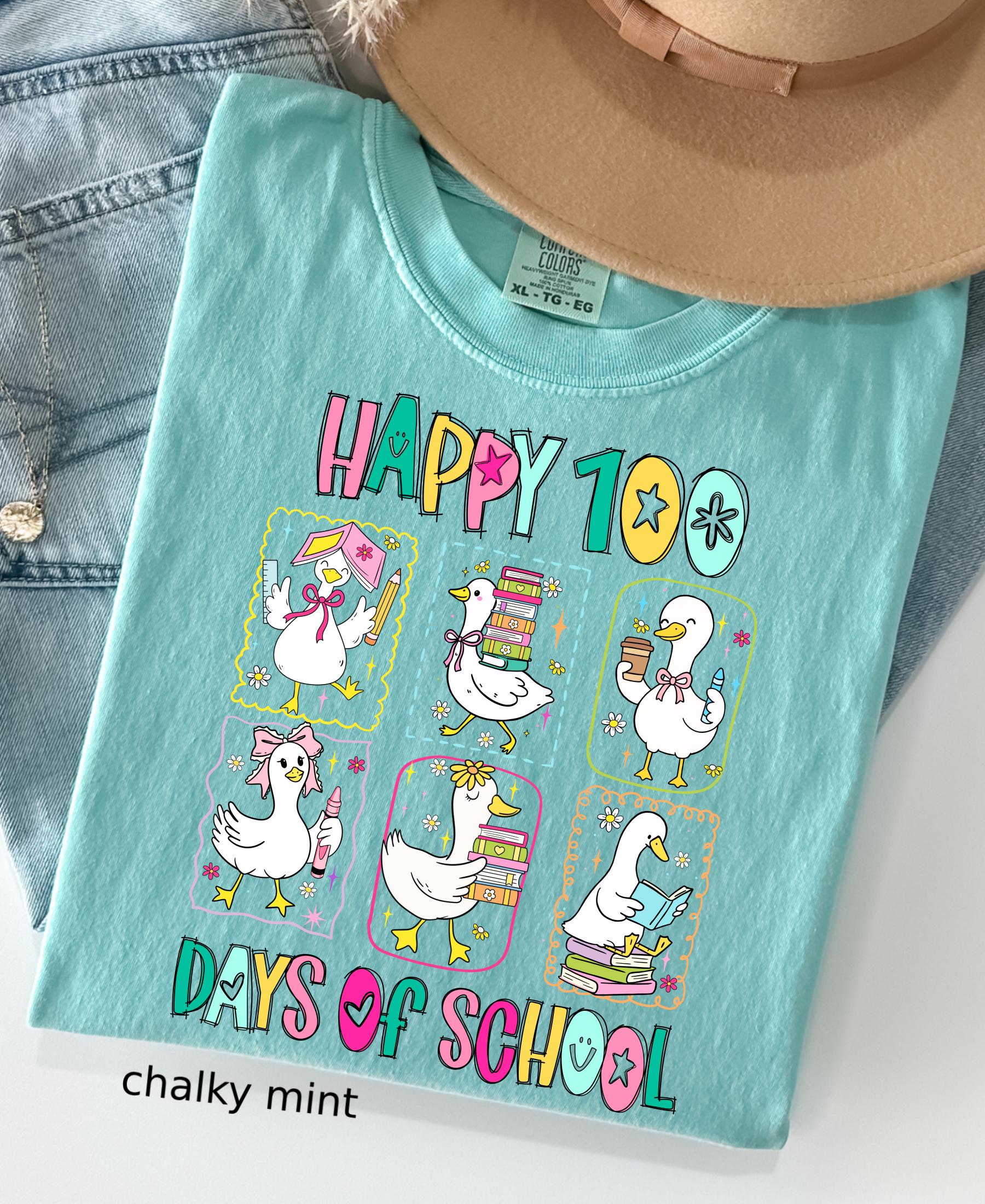 Comfort Colors© 100 Days of School Goose Teacher Shirt: Funny Classroom Teacher 100th Day Celebration Tee