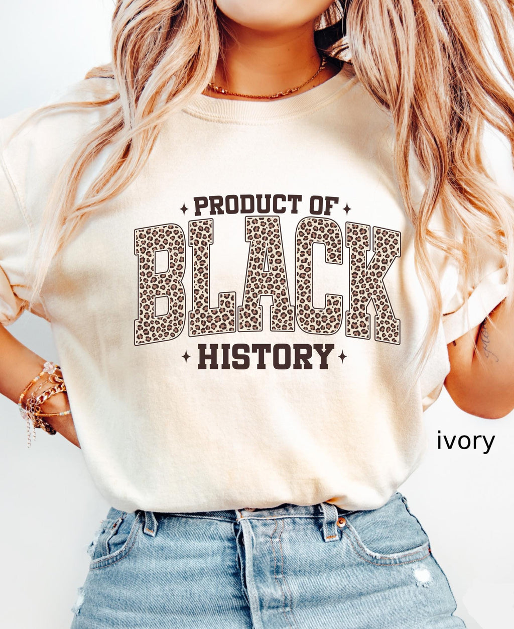 Comfort Colors© Leopard Product Of Black History Shirt: Black Culture Women Tee, Celebrating the Movement MLK Day Gift