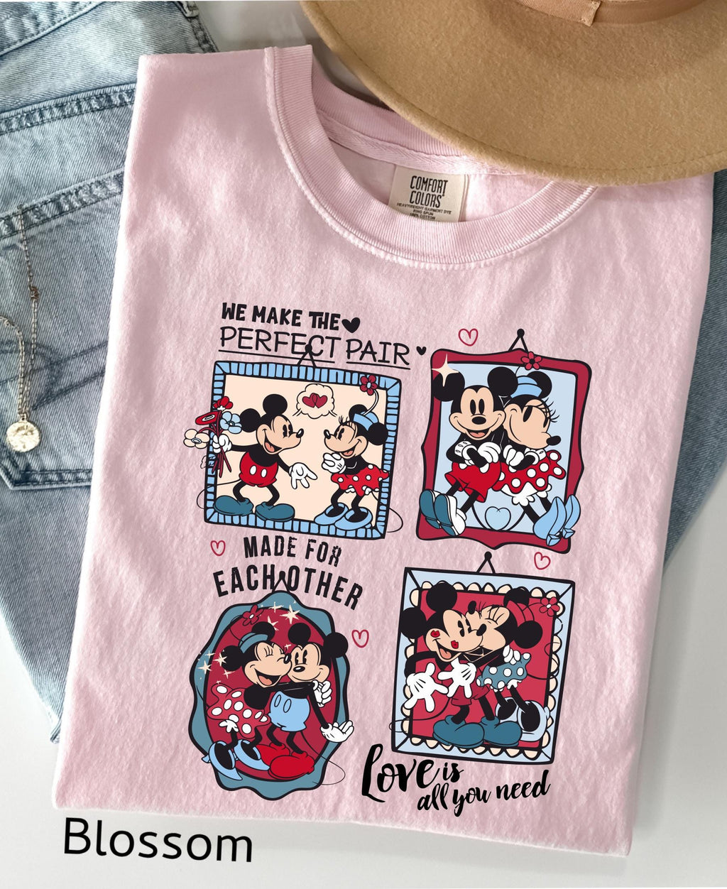 Comfort Colors© Retro Valentine's Day Match Mickey Minnie Shirt: Trend Love Preppy Valentines T-Shirt