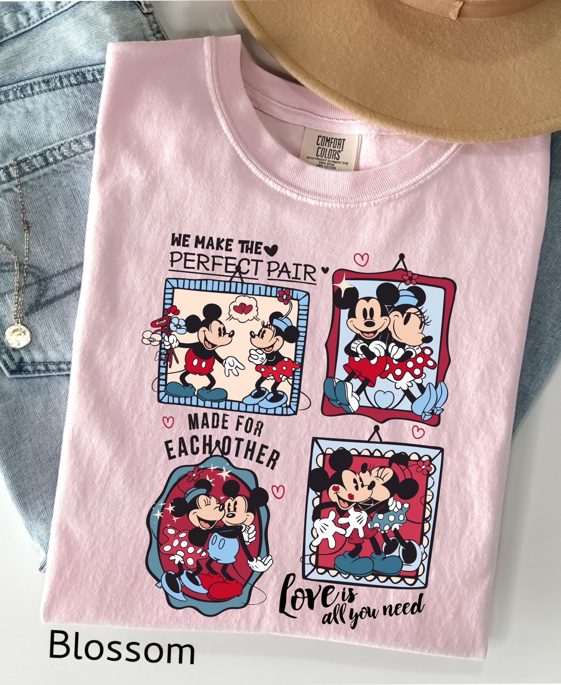 Comfort Colors© Retro Valentine's Day Match Mickey Minnie Shirt: Trend Love Preppy Valentines T-Shirt