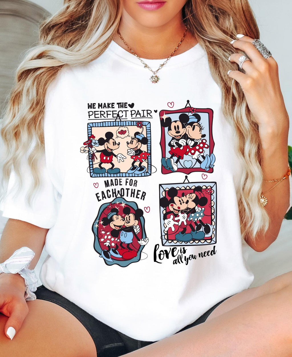 Comfort Colors© Retro Valentine's Day Match Mickey Minnie Shirt: Trend Love Preppy Valentines T-Shirt