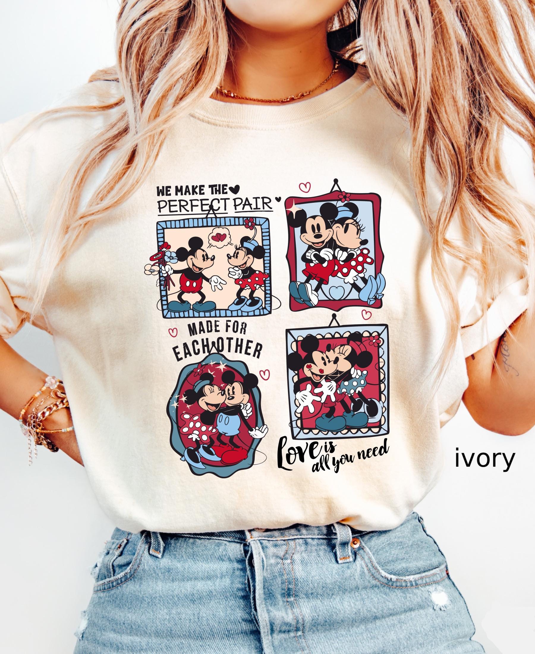 Comfort Colors© Retro Valentine's Day Match Mickey Minnie Shirt: Trend Love Preppy Valentines T-Shirt