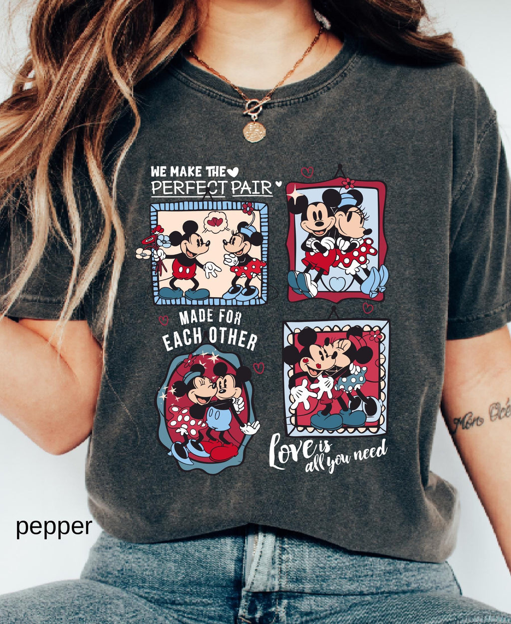 Comfort Colors© Retro Valentine's Day Match Mickey Minnie Shirt: Trend Love Preppy Valentines T-Shirt