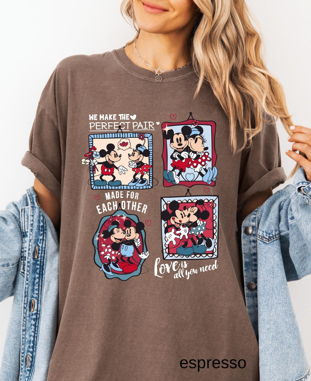Comfort Colors© Retro Valentine's Day Match Mickey Minnie Shirt: Trend Love Preppy Valentines T-Shirt