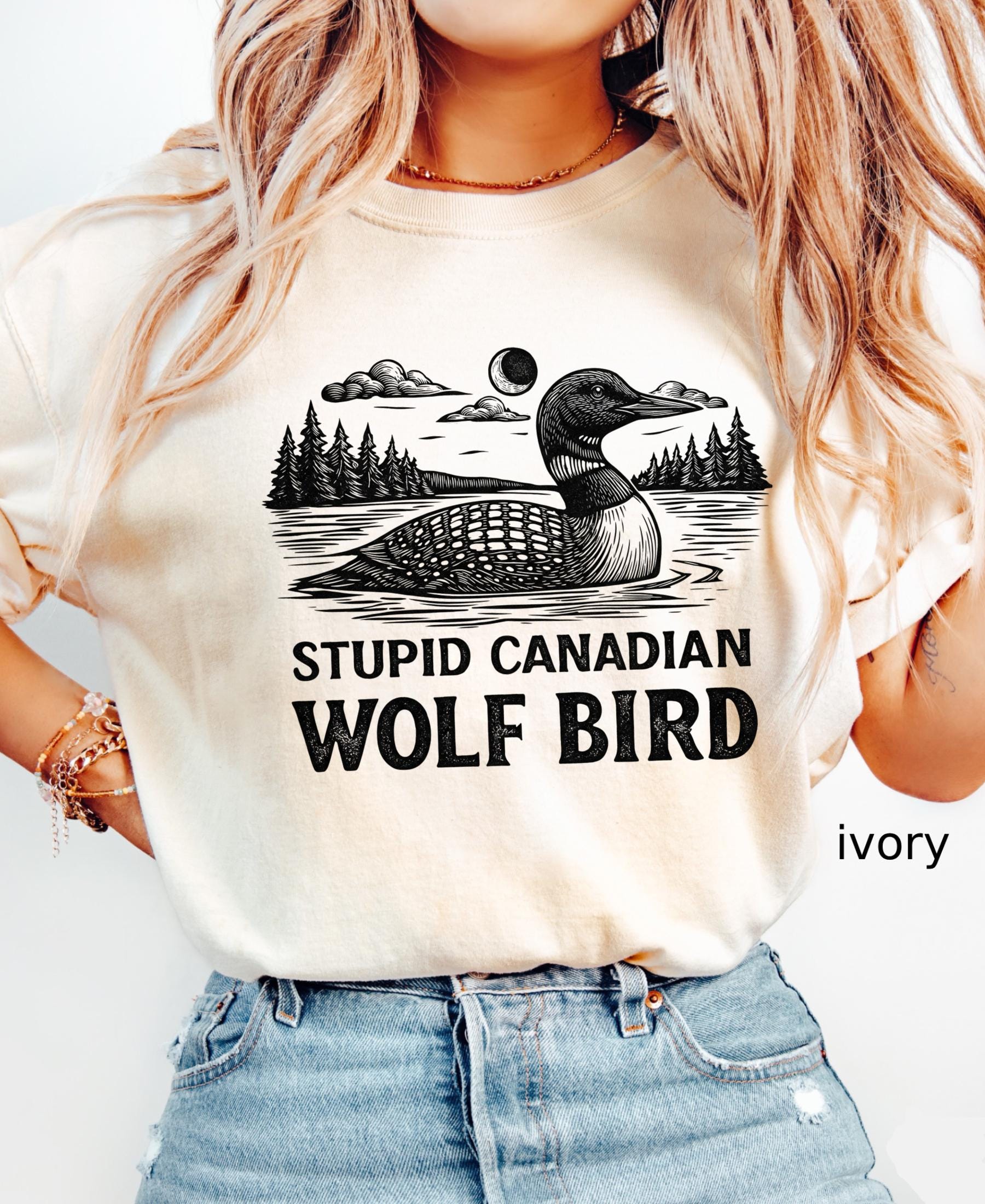 Comfort Colors© Stupid Canadian Wolf Bird Shirt, Sarcastic Animal Graphic Tee LGBT Gift