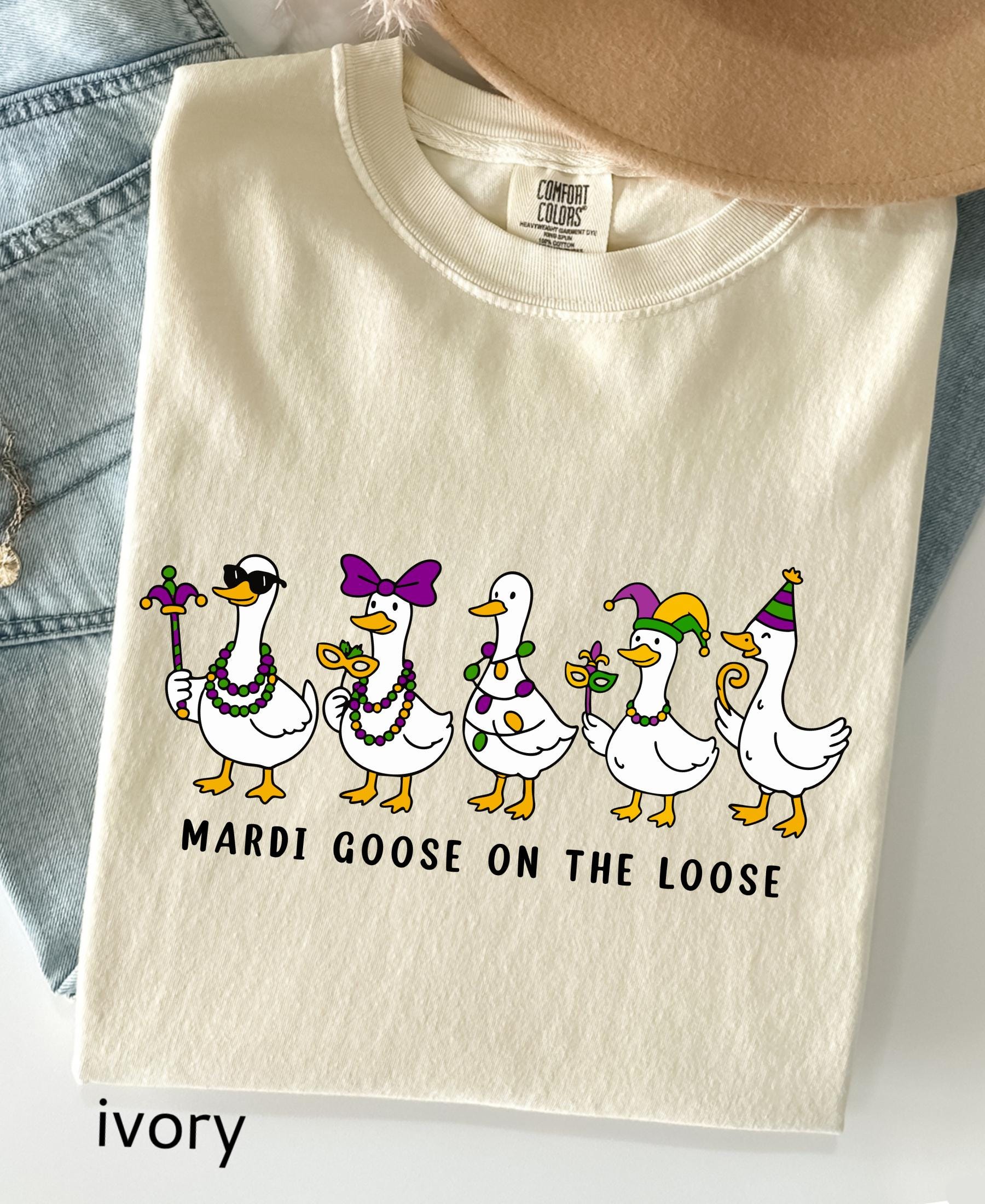 Comfort Colors© Mardi Gras Silly Goose Shirt: 2026 Coquette Louisiana Festival Celebration Apparel
