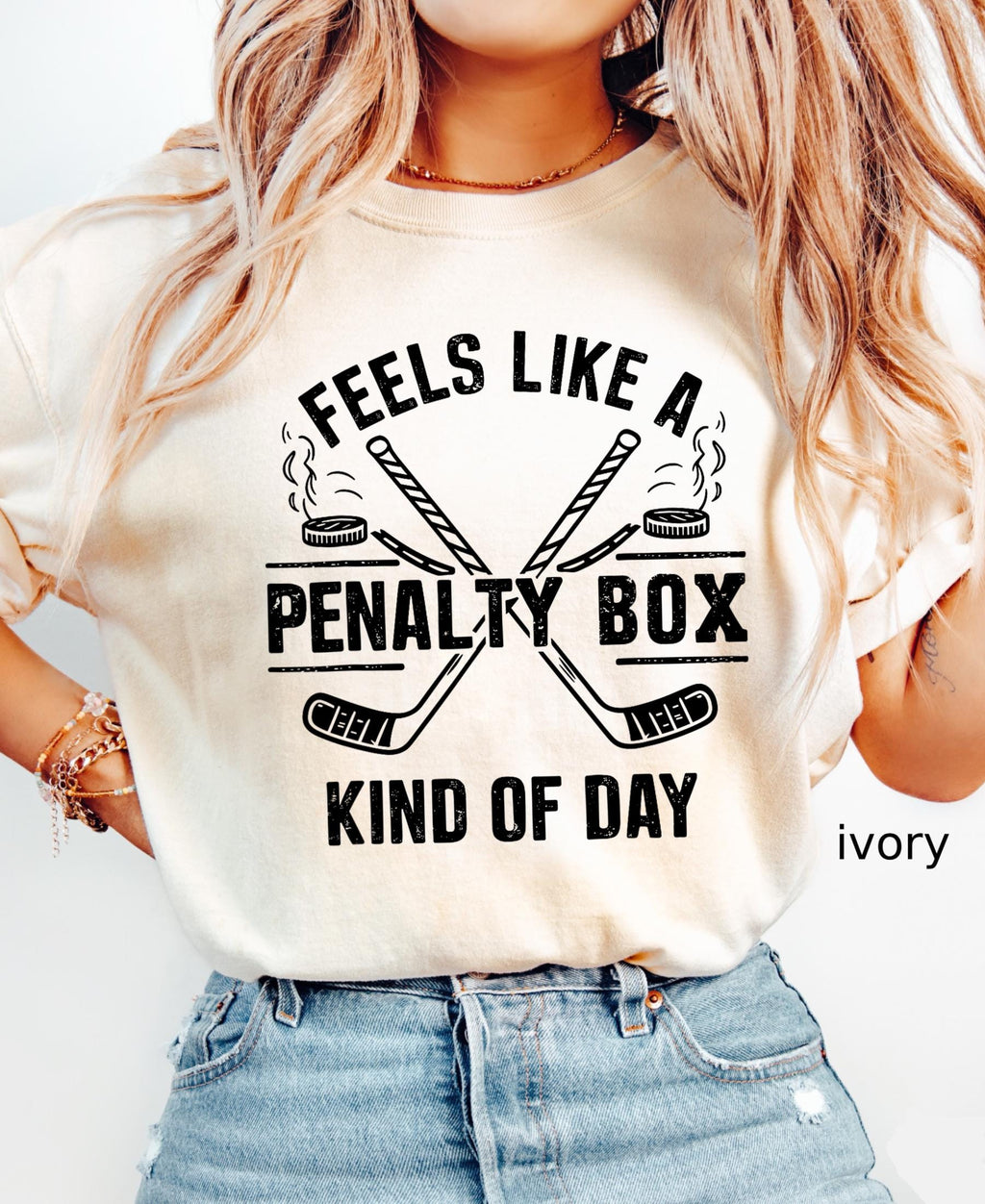 Comfort Colors© Feels Like A Penalty Box Kind Of Day Shirt: Funny Hockey Player Gift, Cozy Ice Hockey Mom Tee, Game Day Fan Player Jersey
