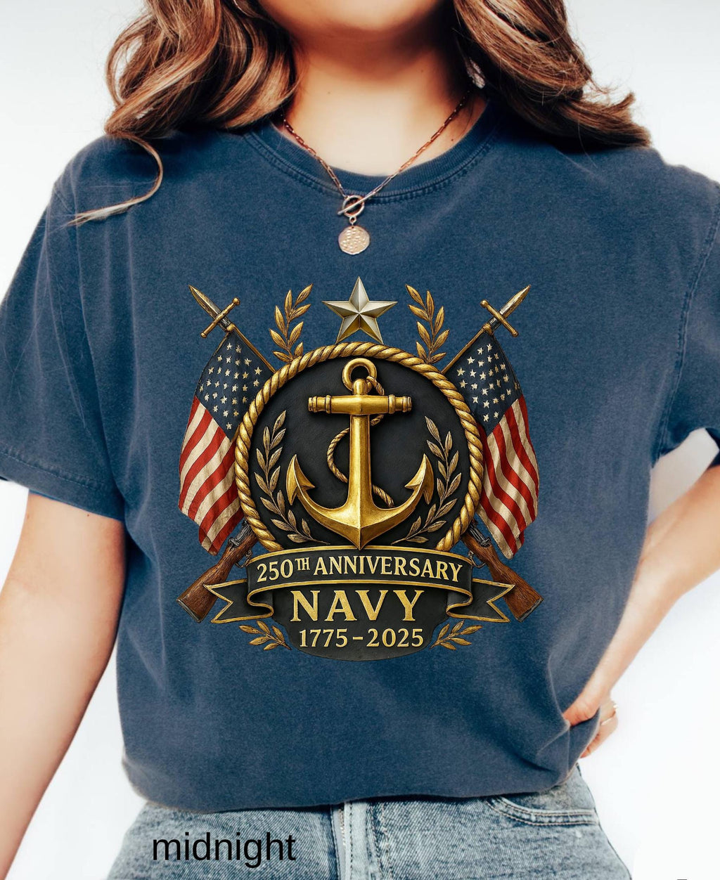 Comfort Colors© US Navy 250th Anniversary Shirt: Military Graduation Tee Patriotic Veteran Day Gift