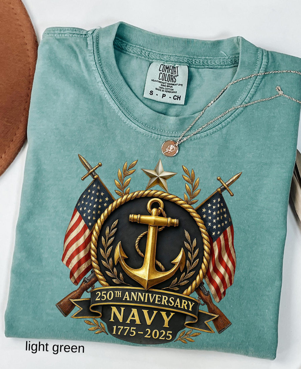 Comfort Colors© US Navy 250th Anniversary Shirt: Military Graduation Tee Patriotic Veteran Day Gift