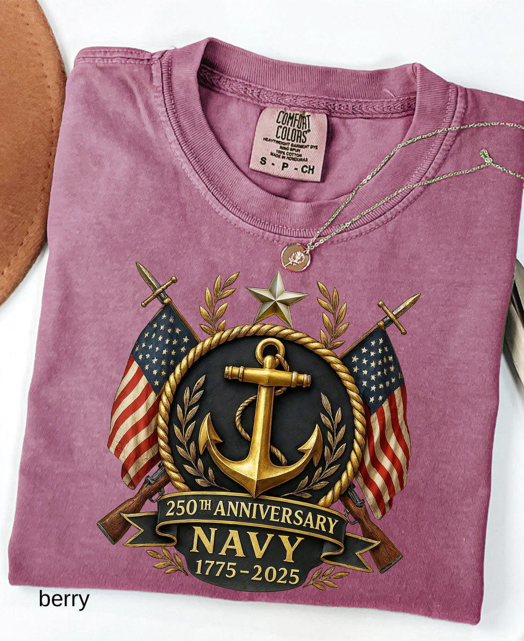 Comfort Colors© US Navy 250th Anniversary Shirt: Military Graduation Tee Patriotic Veteran Day Gift
