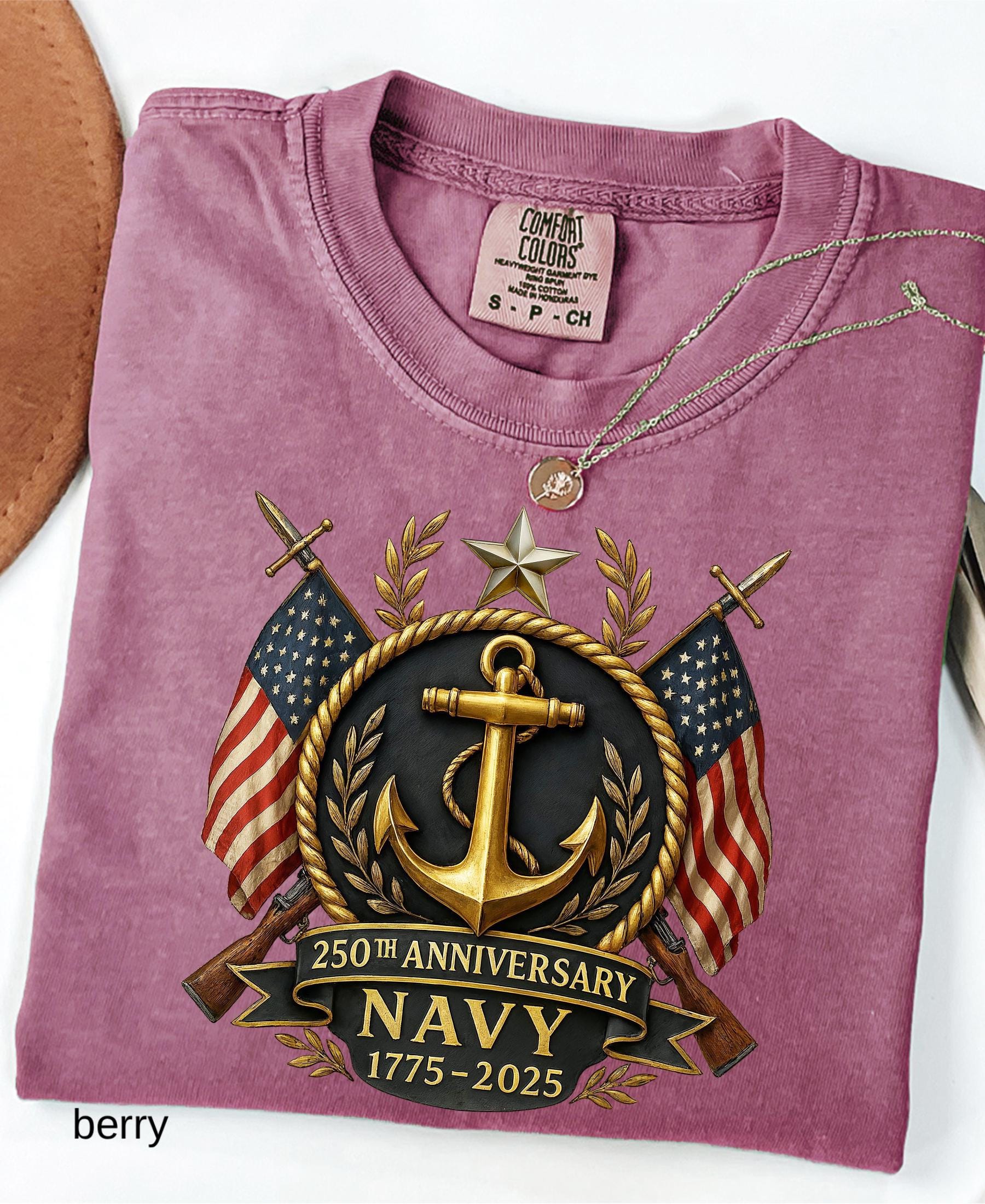Comfort Colors© US Navy 250th Anniversary Shirt: Military Graduation Tee Patriotic Veteran Day Gift