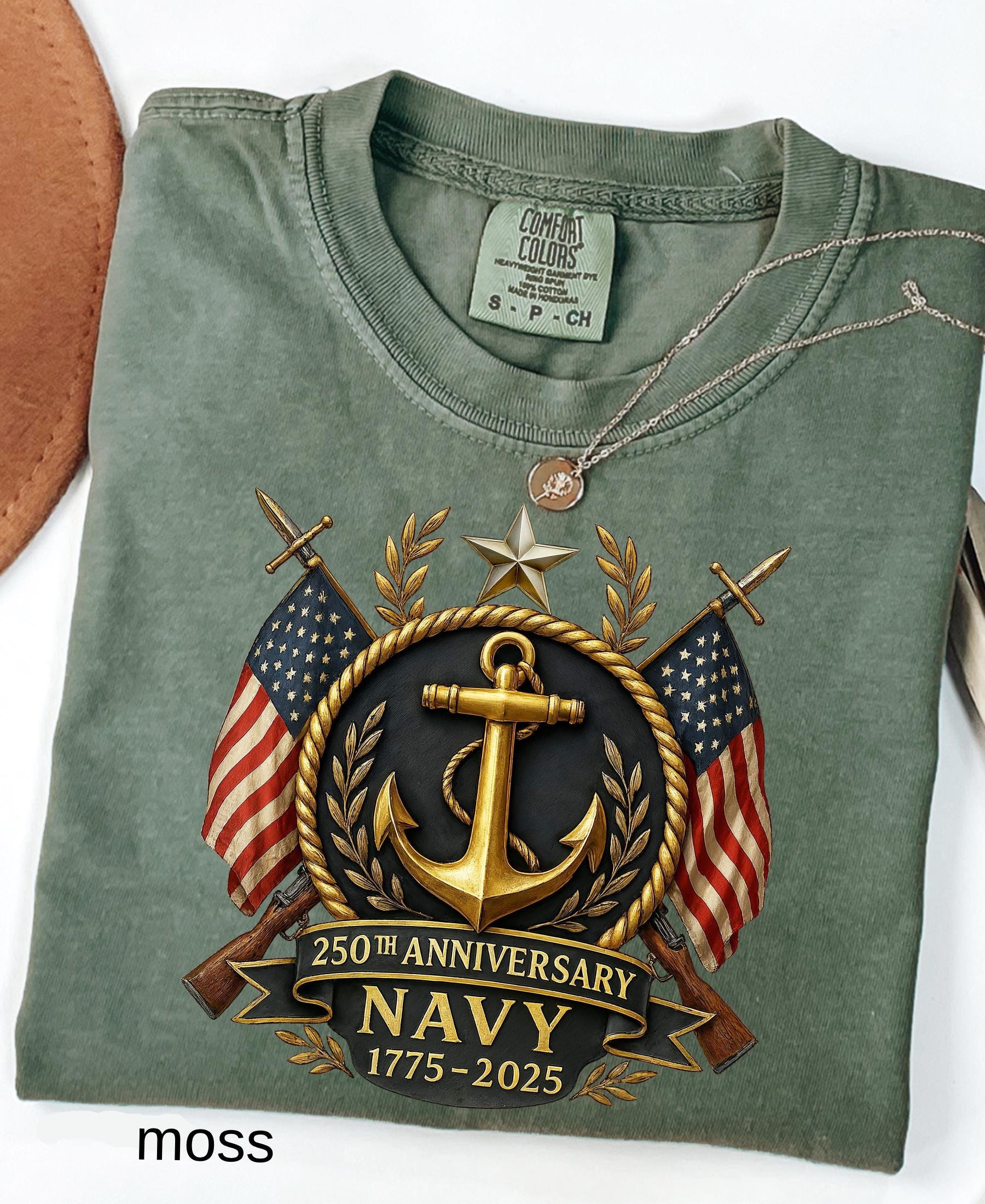 Comfort Colors© US Navy 250th Anniversary Shirt: Military Graduation Tee Patriotic Veteran Day Gift