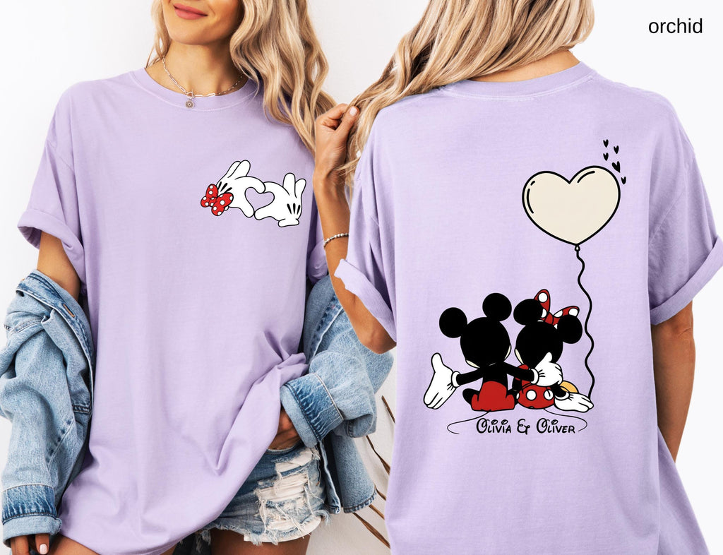 Comfort Colors© Custom Disneyland Sweethearts Nite Shirt: Retro Mickey and Friends Valentine’s Day Love Tee, Matching Couple Gift