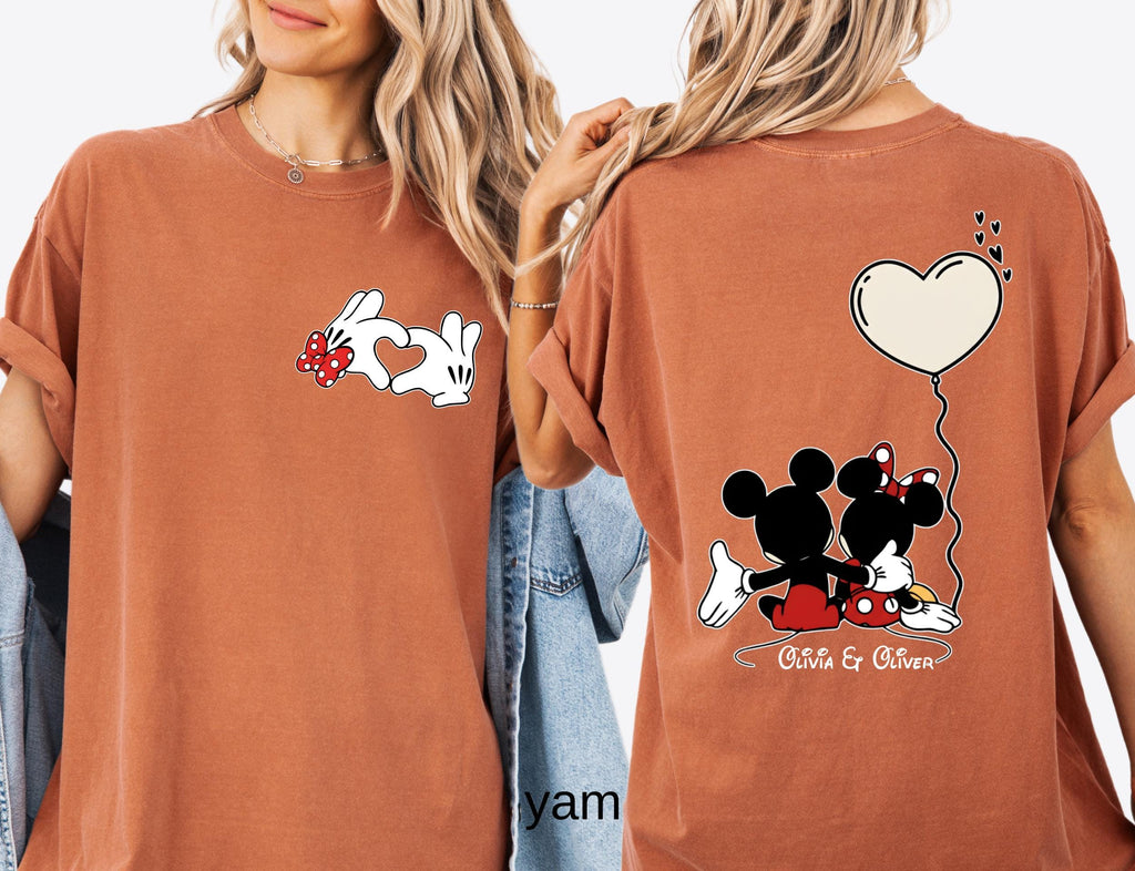 Comfort Colors© Custom Disneyland Sweethearts Nite Shirt: Retro Mickey and Friends Valentine’s Day Love Tee, Matching Couple Gift