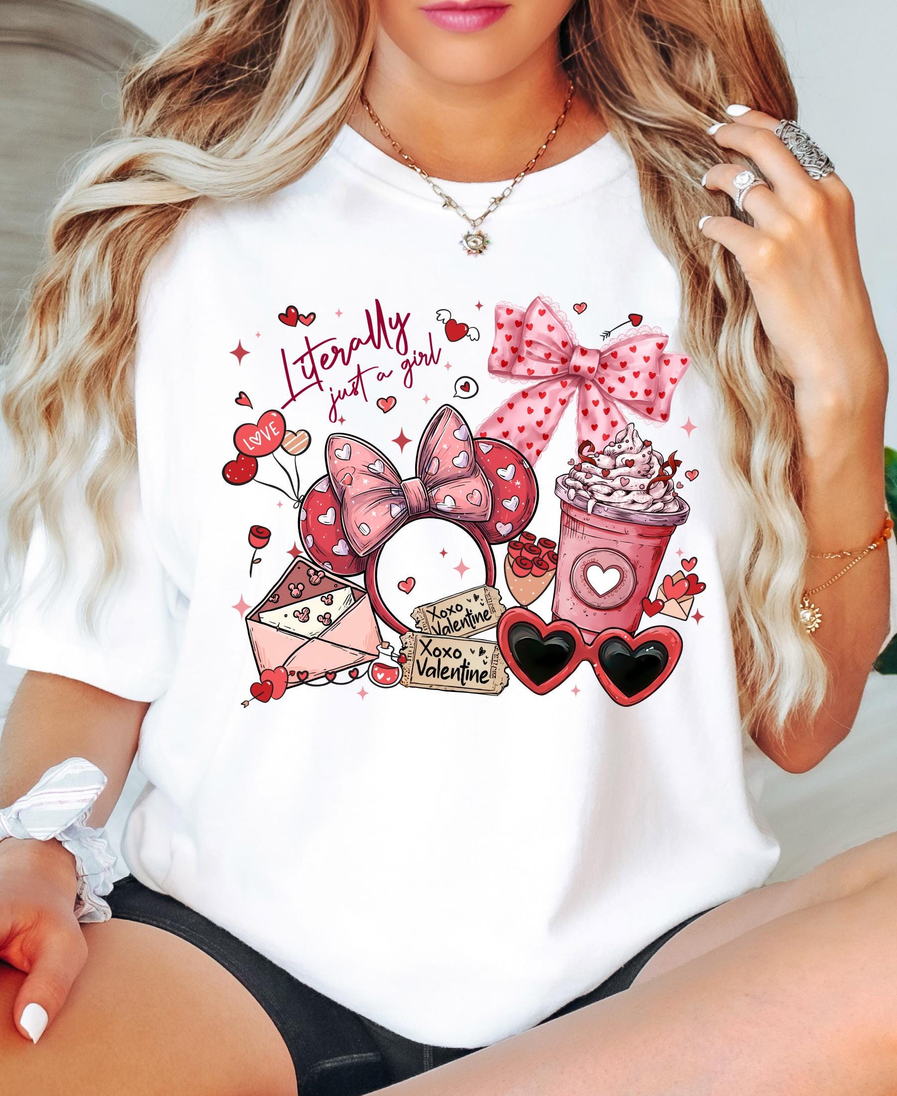 Comfort Colors© Valentine's Day Literally Just A Girl Shirt: Disney Coquette Love Girly Trip Tee