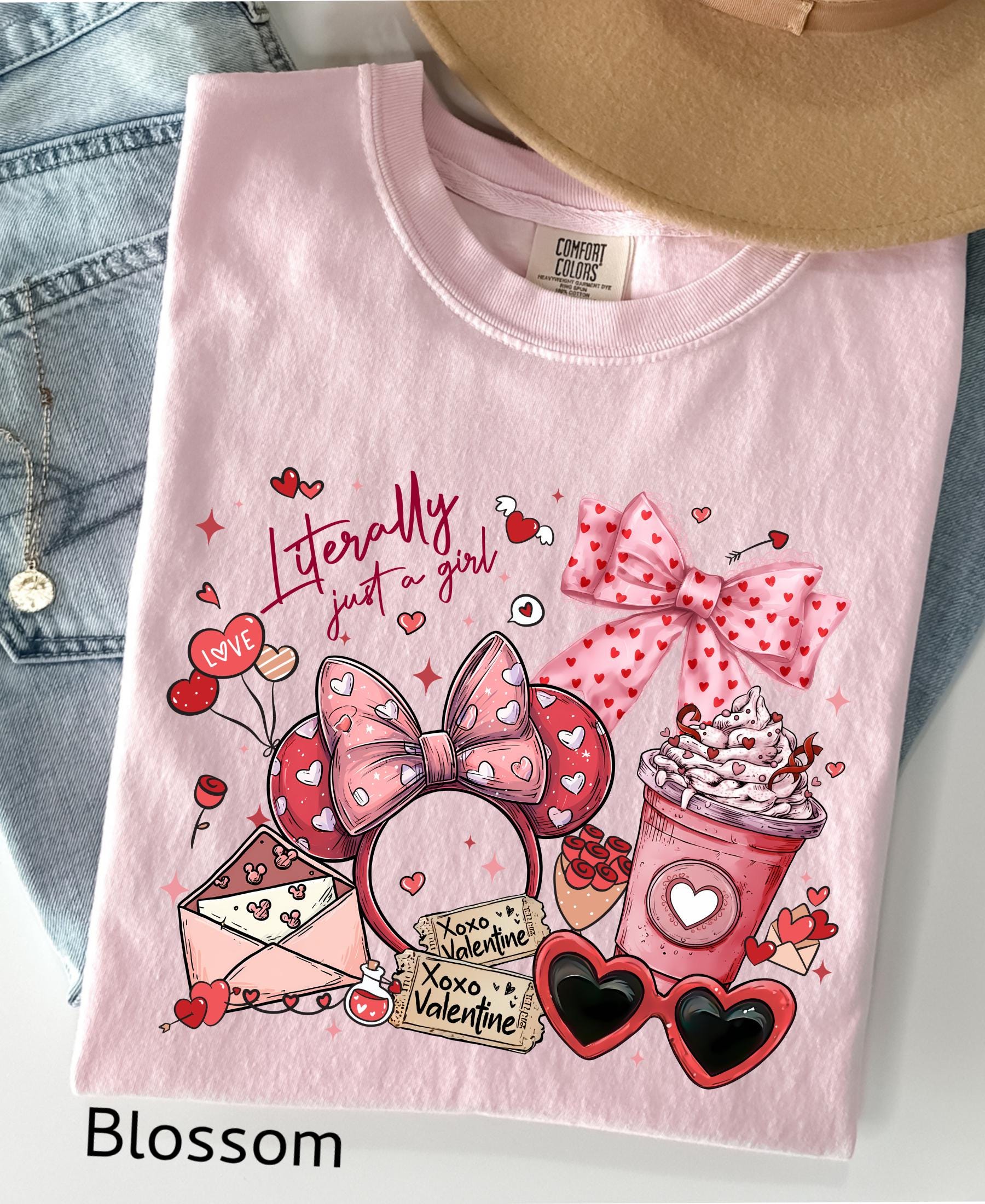 Comfort Colors© Valentine's Day Literally Just A Girl Shirt: Disney Coquette Love Girly Trip Tee