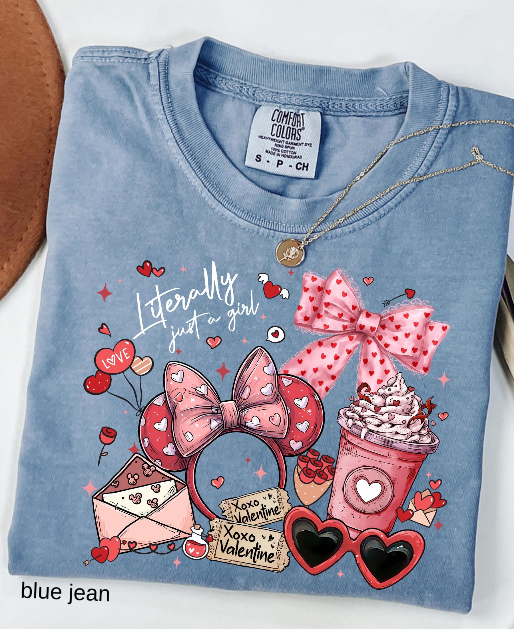 Comfort Colors© Valentine's Day Literally Just A Girl Shirt: Disney Coquette Love Girly Trip Tee