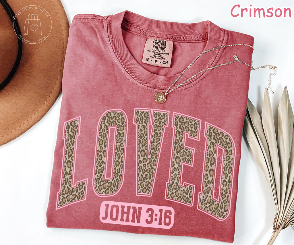 Comfort Colors® Christian Valentine Shirt, Leopard Print Faith Valentines Shirt, Loved John 3:16 Shirt, Religious Women Gift, Bible Verse