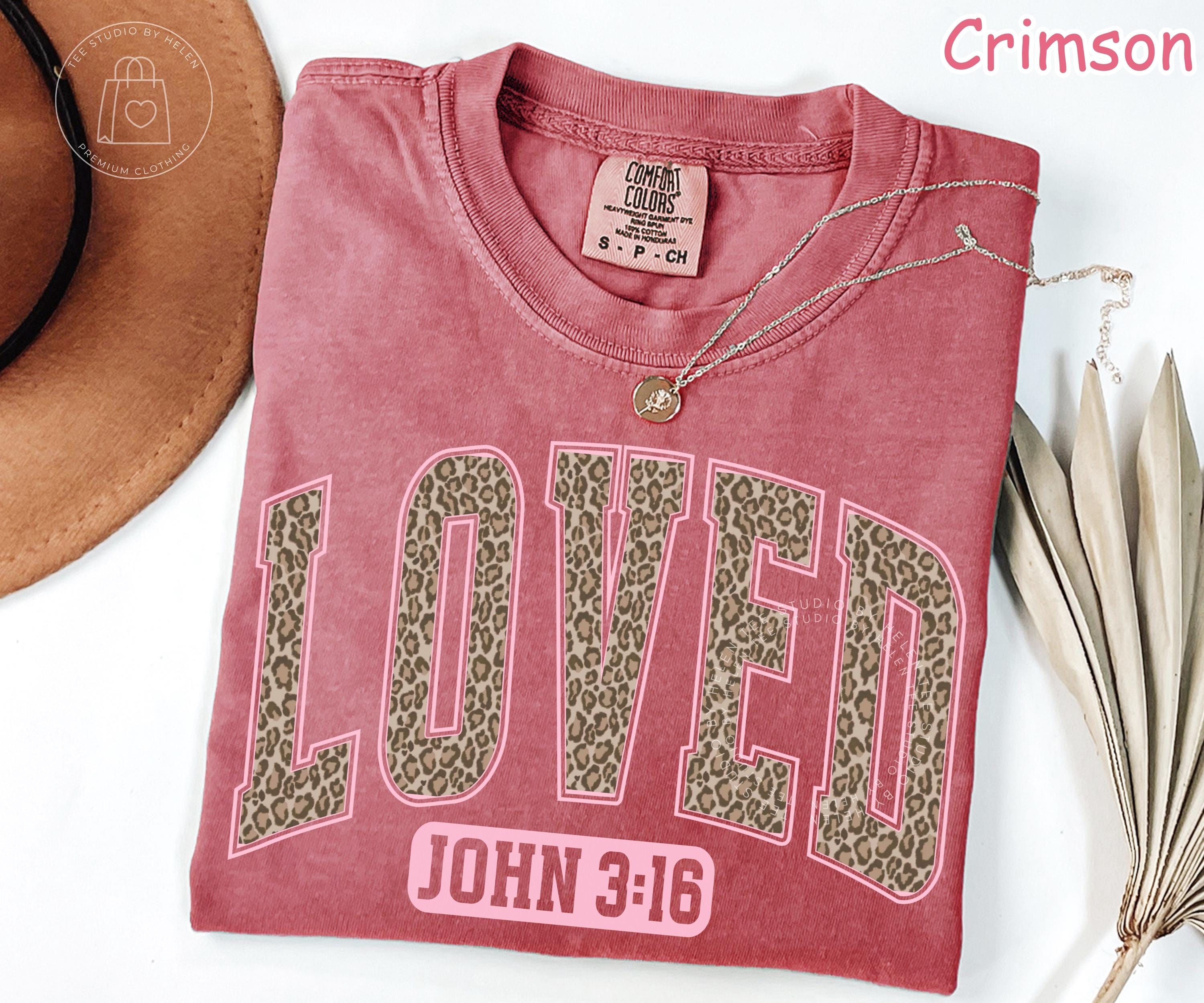 Comfort Colors® Christian Valentine Shirt, Leopard Print Faith Valentines Shirt, Loved John 3:16 Shirt, Religious Women Gift, Bible Verse