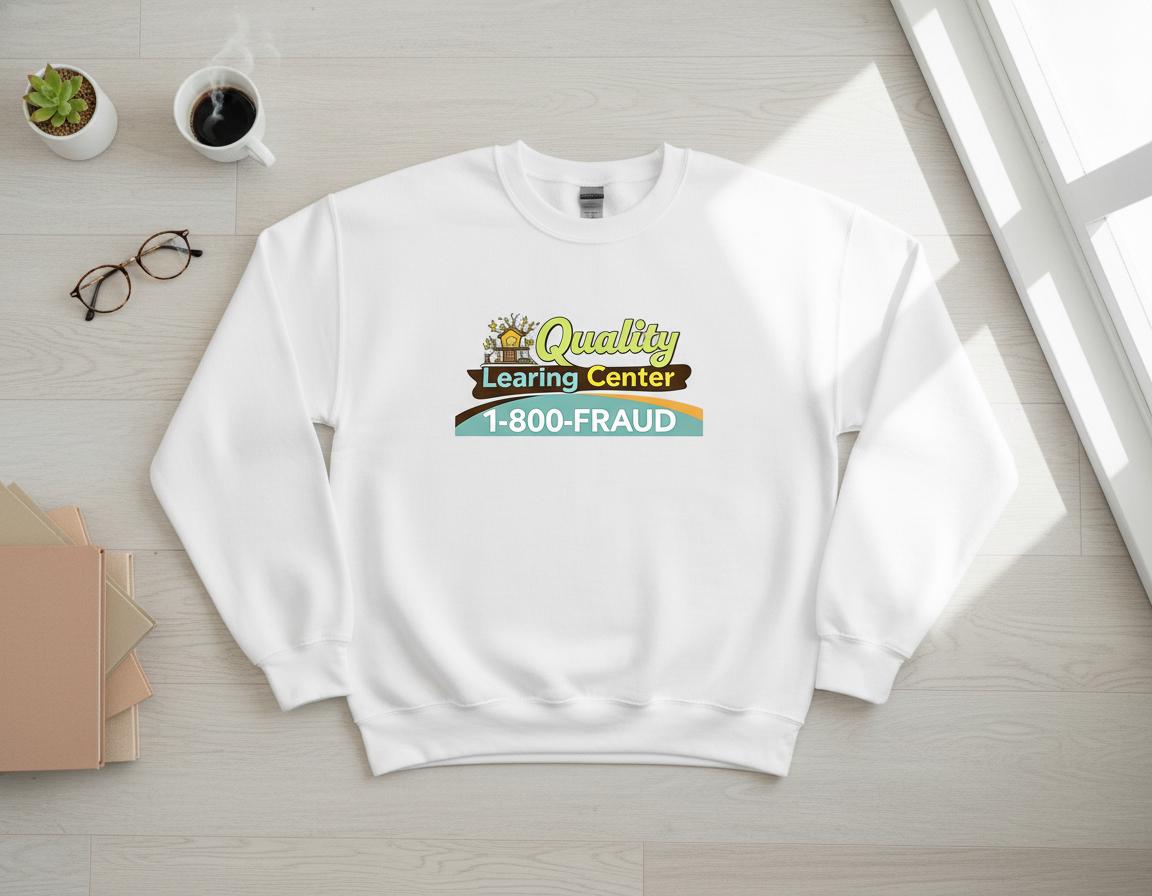 Quality Learning Center 1 800 Fraud Tshirt, Funny Meme Hoodie, Parody Sweatshirt, Sarcastic Gag Gift, Retro Ironic Top, Humor Graphic Tee