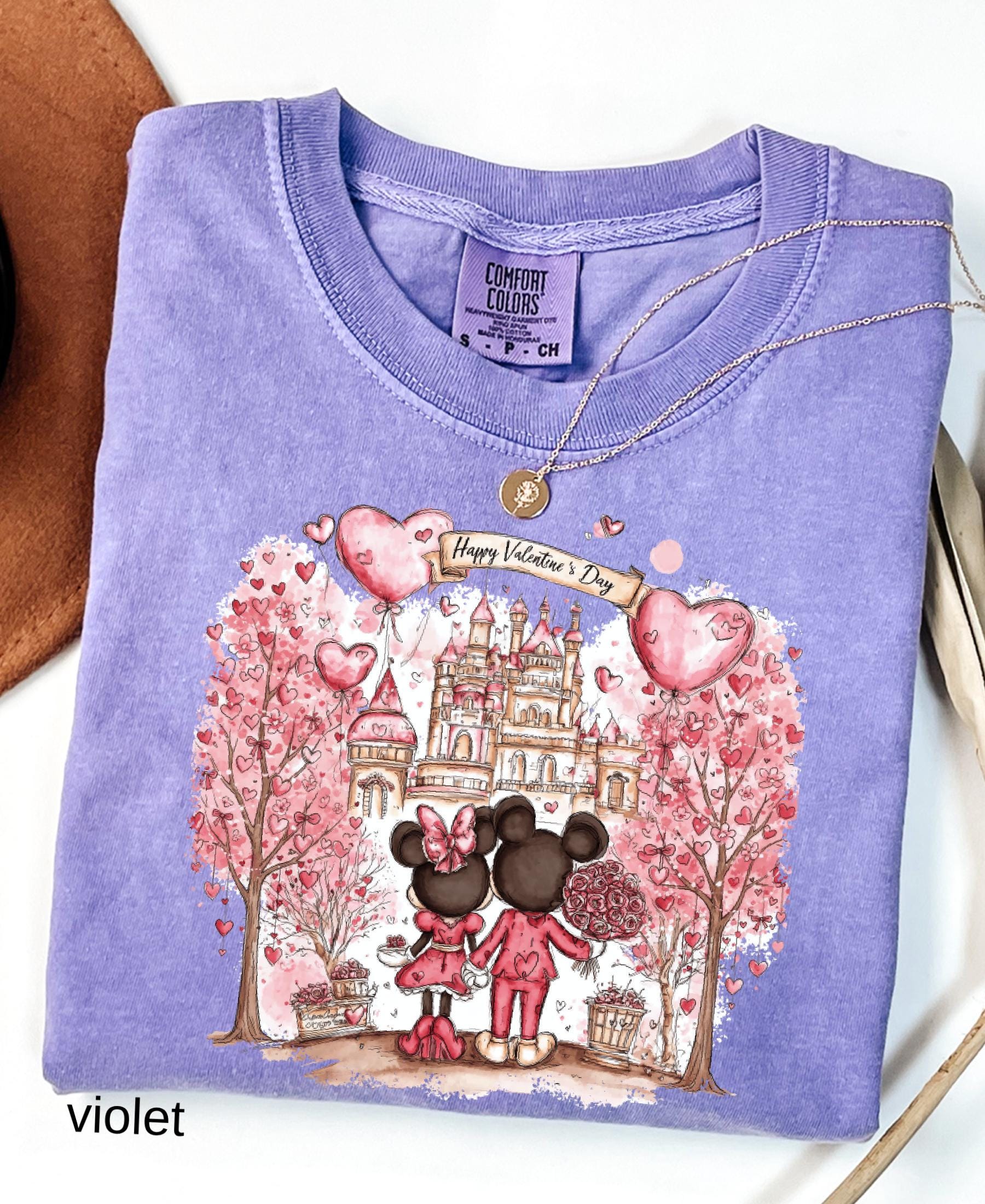 Comfort Colors© Disney Mickey & Minnie Valentine Shirt: Retro Couple WDW Valentine's Day 2026 Gift