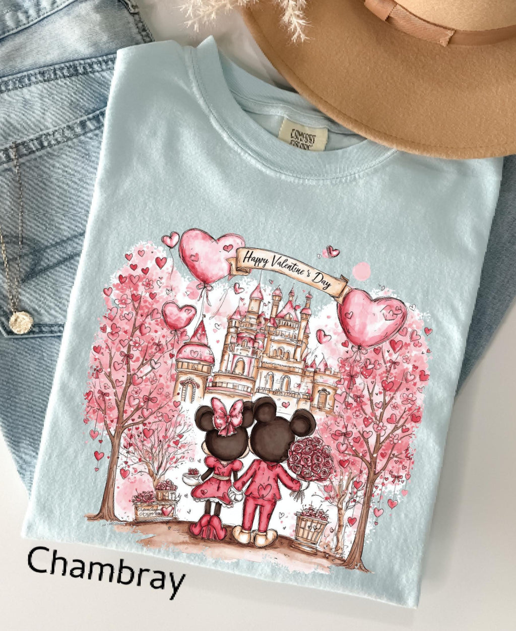 Comfort Colors© Disney Mickey & Minnie Valentine Shirt: Retro Couple WDW Valentine's Day 2026 Gift