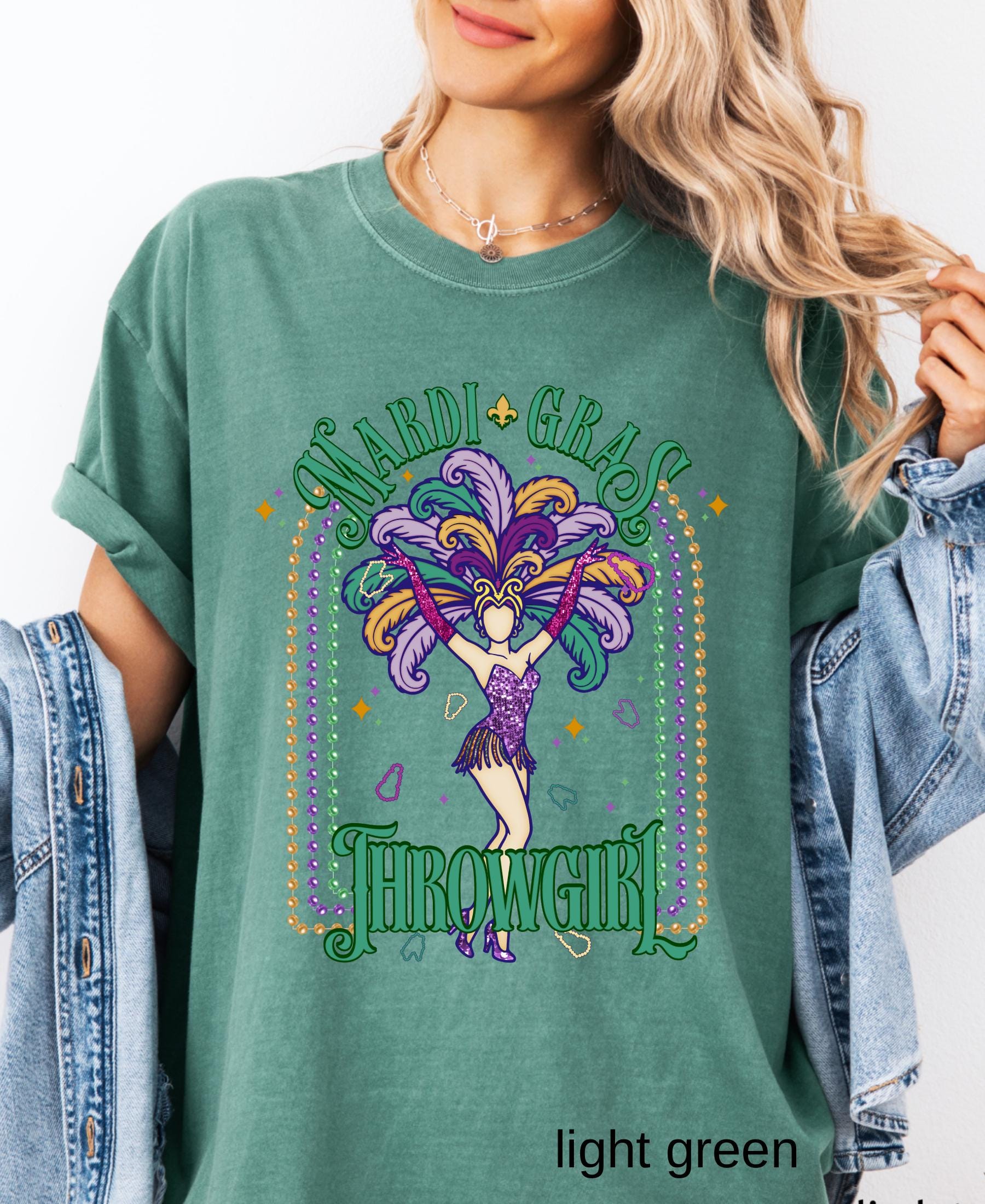 Comfort Colors© Mardi Gras Throwgirl Shirt: Happy Mardi Gras Women Tee Gift her Festival Girl Gift