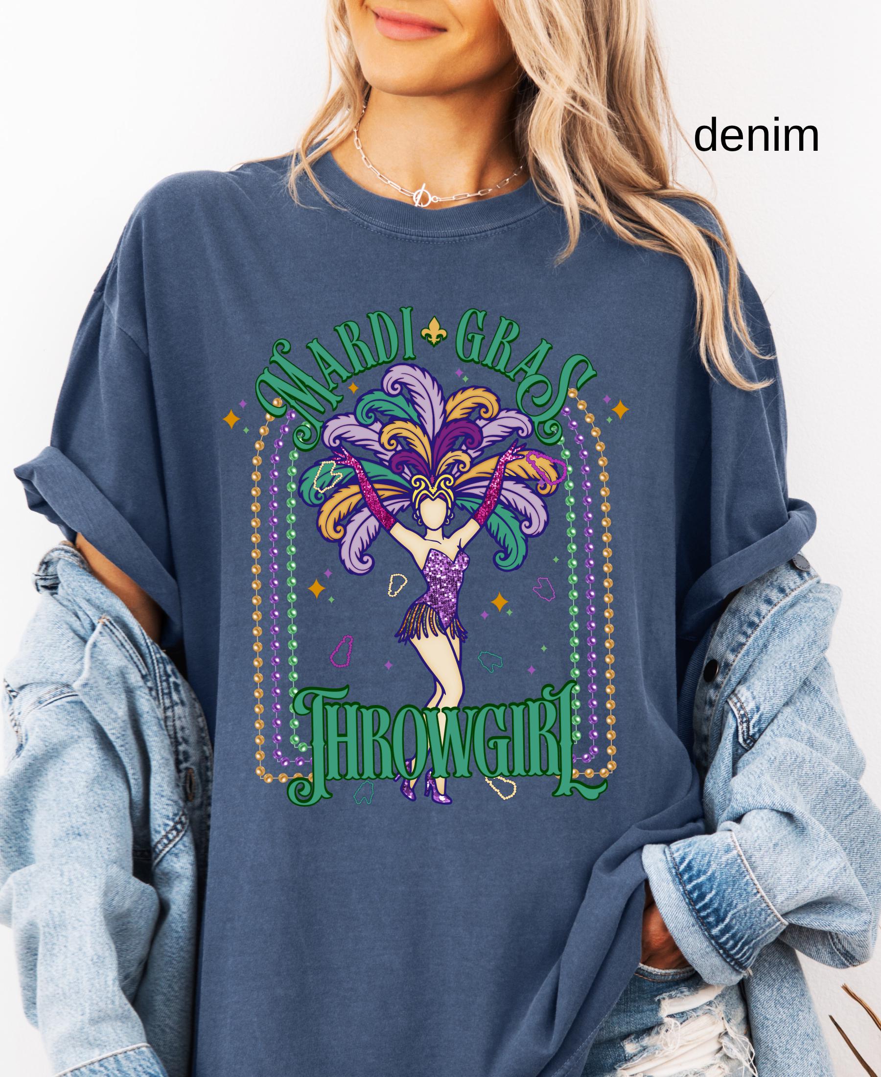 Comfort Colors© Mardi Gras Throwgirl Shirt: Happy Mardi Gras Women Tee Gift her Festival Girl Gift