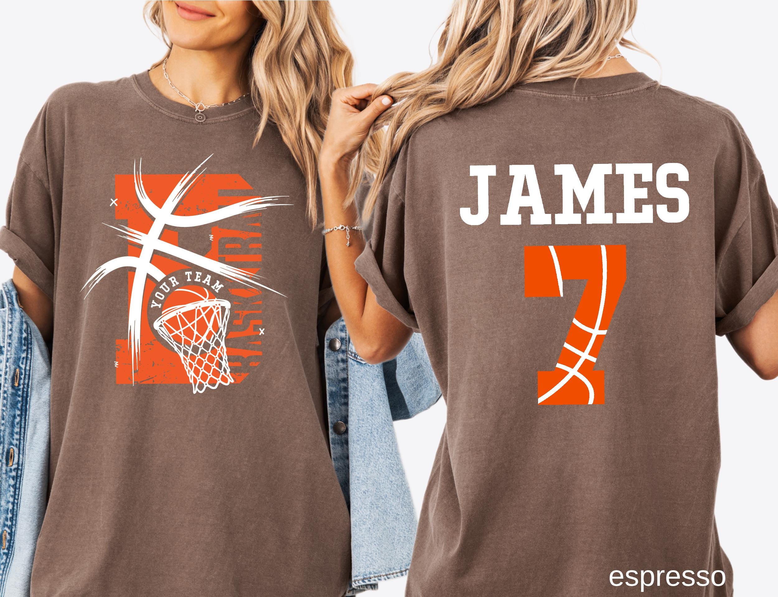 Comfort Colors© Personalized Basketball Team Shirt: Custom Name & Number Tee Game Day Mom Gift