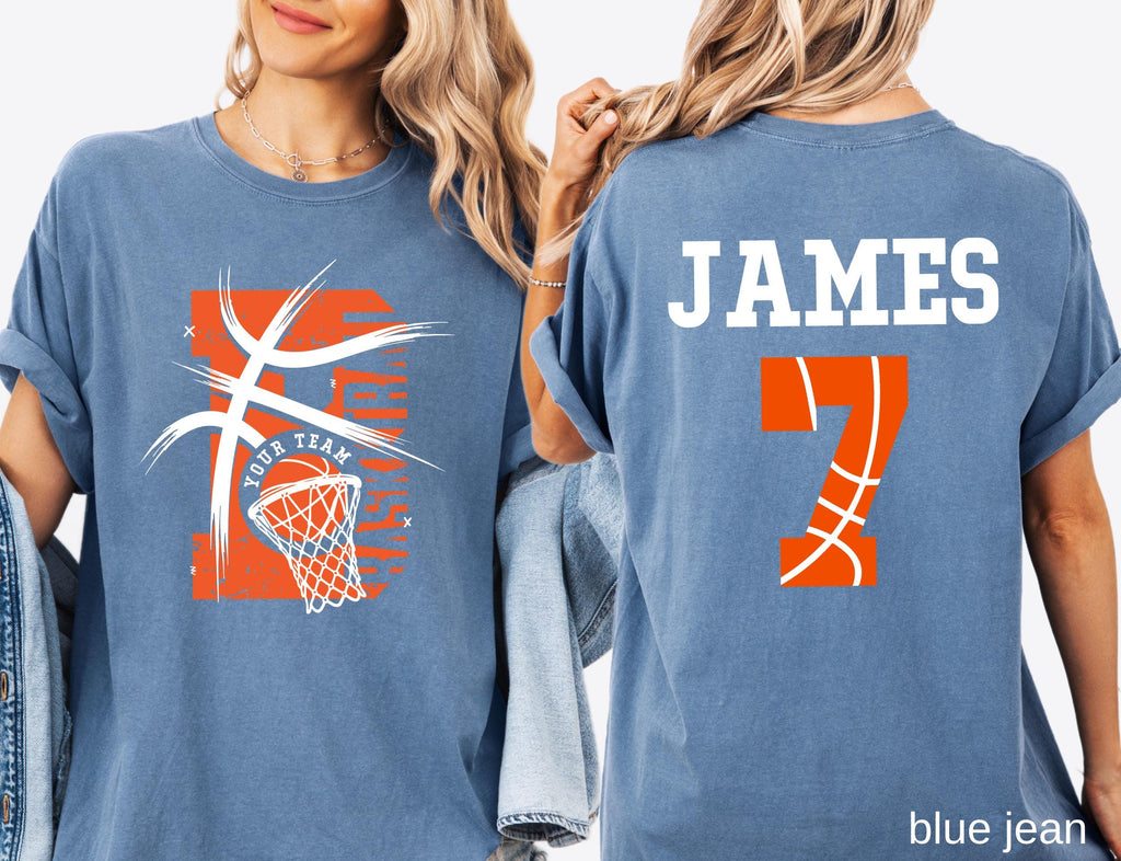 Comfort Colors© Personalized Basketball Team Shirt: Custom Name & Number Tee Game Day Mom Gift