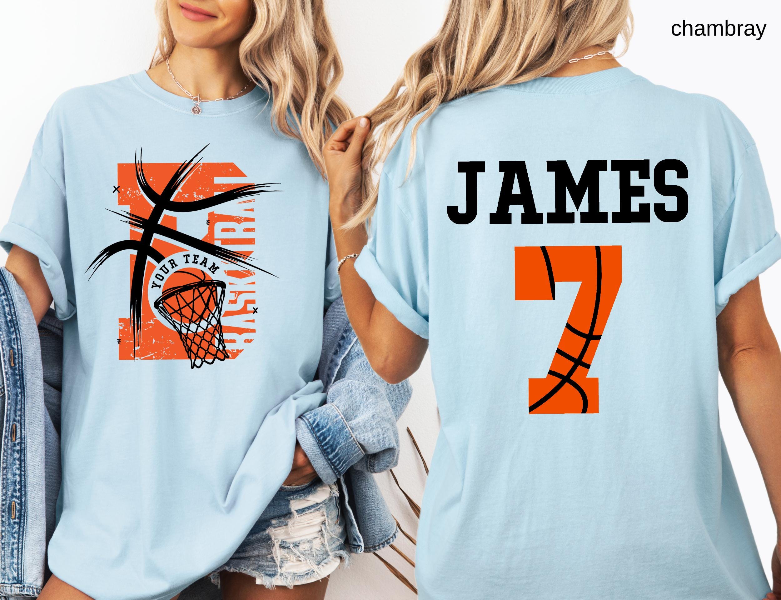 Comfort Colors© Personalized Basketball Team Shirt: Custom Name & Number Tee Game Day Mom Gift