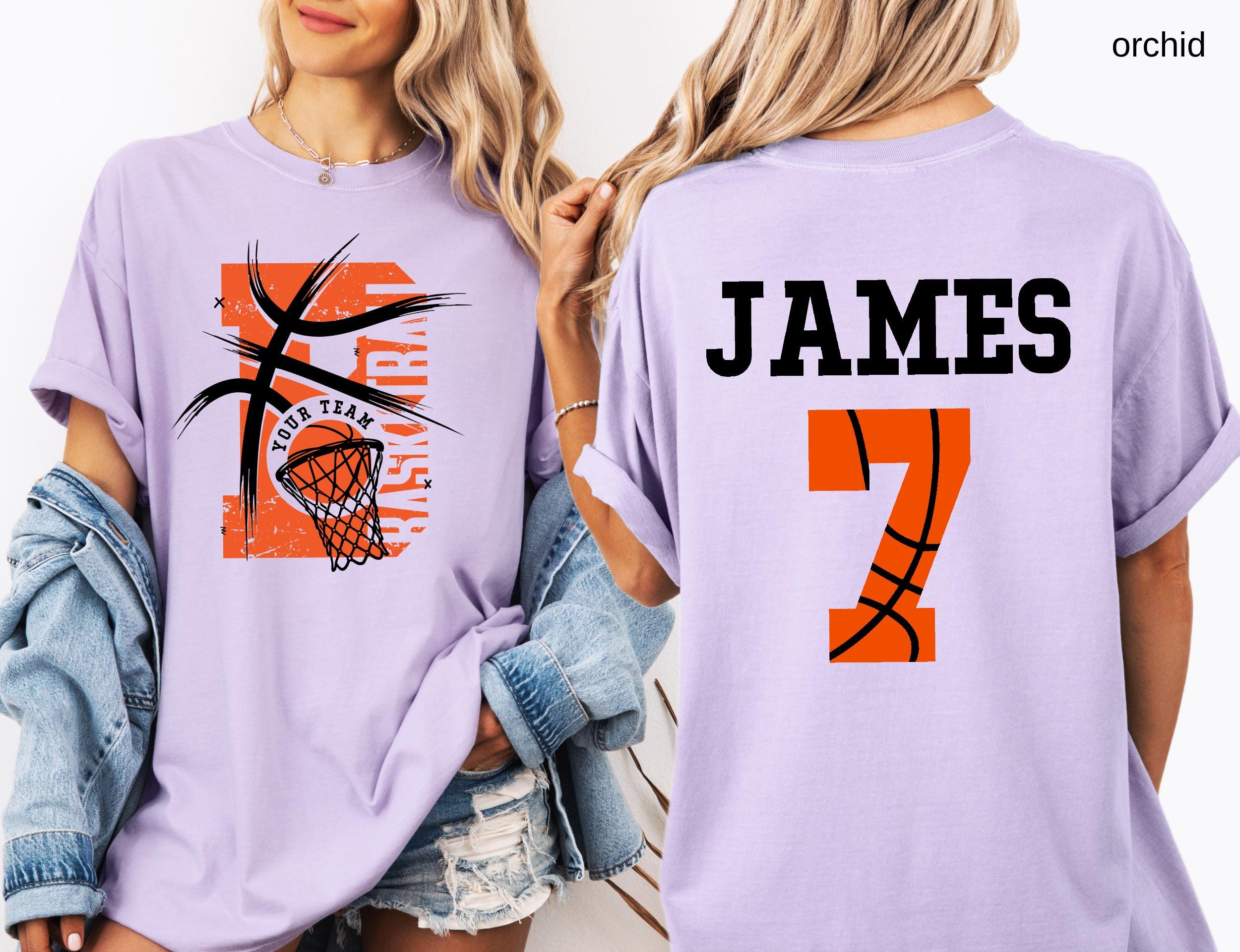 Comfort Colors© Personalized Basketball Team Shirt: Custom Name & Number Tee Game Day Mom Gift