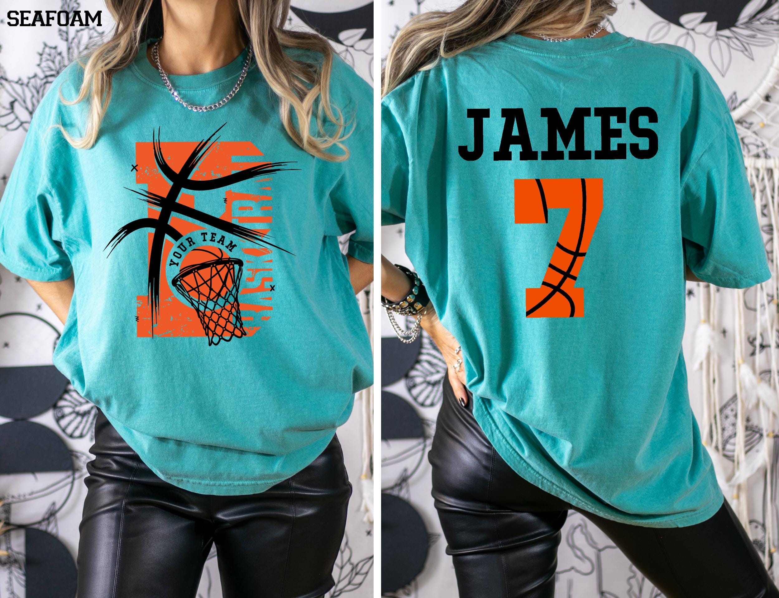 Comfort Colors© Personalized Basketball Team Shirt: Custom Name & Number Tee Game Day Mom Gift