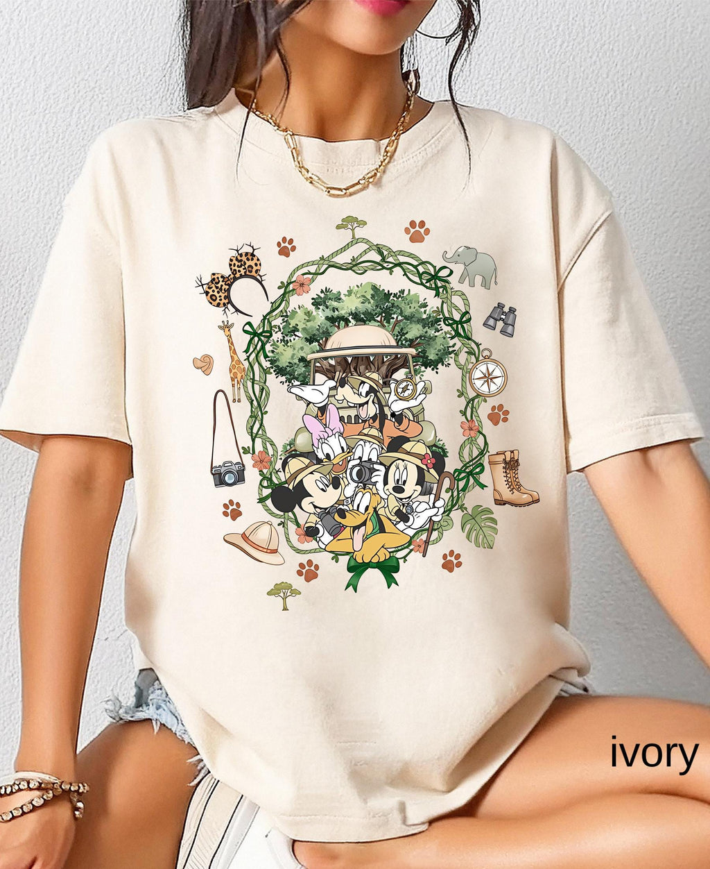 Comfort Colors© Coquette Bow Mickey & Friends Animal Kingdom Shirt: Retro Disney Safari Mode Disneyland Holiday Family Trip Gift