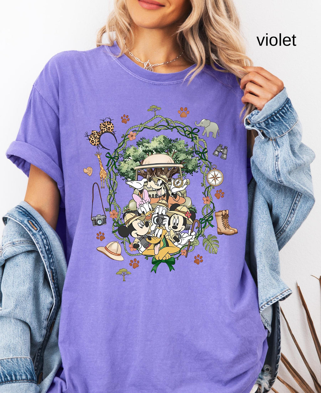 Comfort Colors© Coquette Bow Mickey & Friends Animal Kingdom Shirt: Retro Disney Safari Mode Disneyland Holiday Family Trip Gift