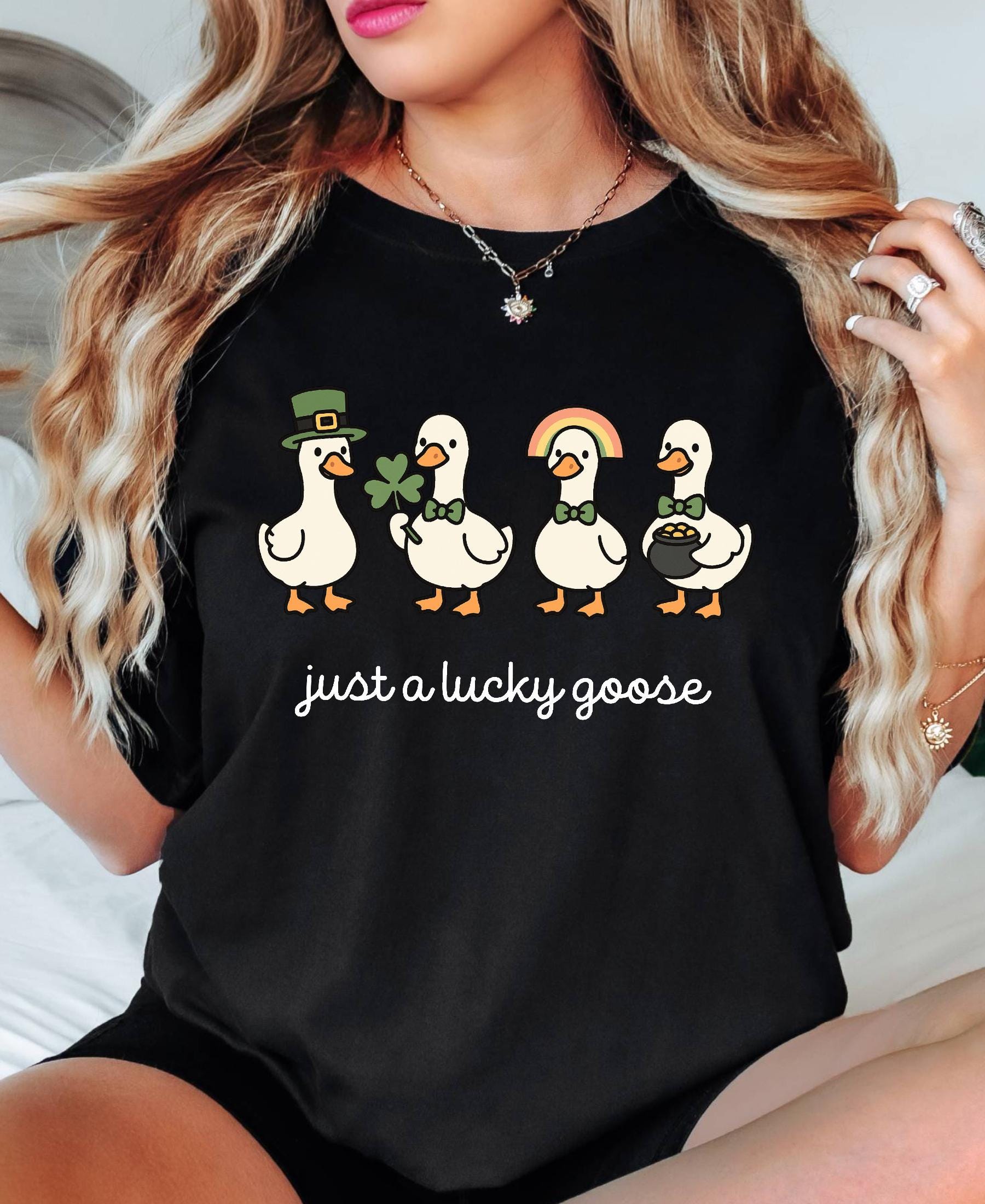 Comfort Colors© Funny St. Patrick's Day Silly Goose Shirt: Holiday Festive Apparel Lucky Clover Irish Gift