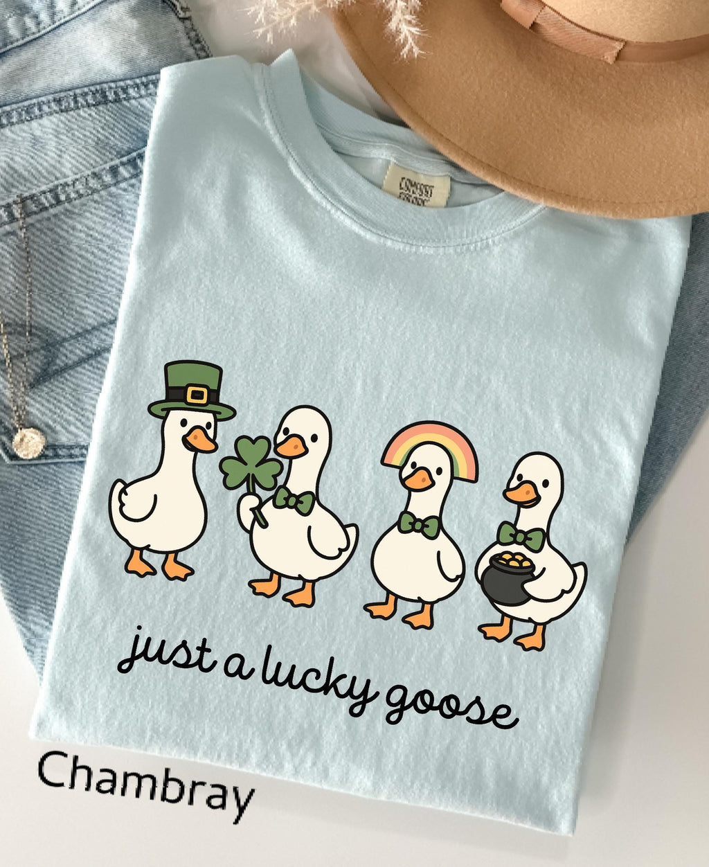 Comfort Colors© Funny St. Patrick's Day Silly Goose Shirt: Holiday Festive Apparel Lucky Clover Irish Gift
