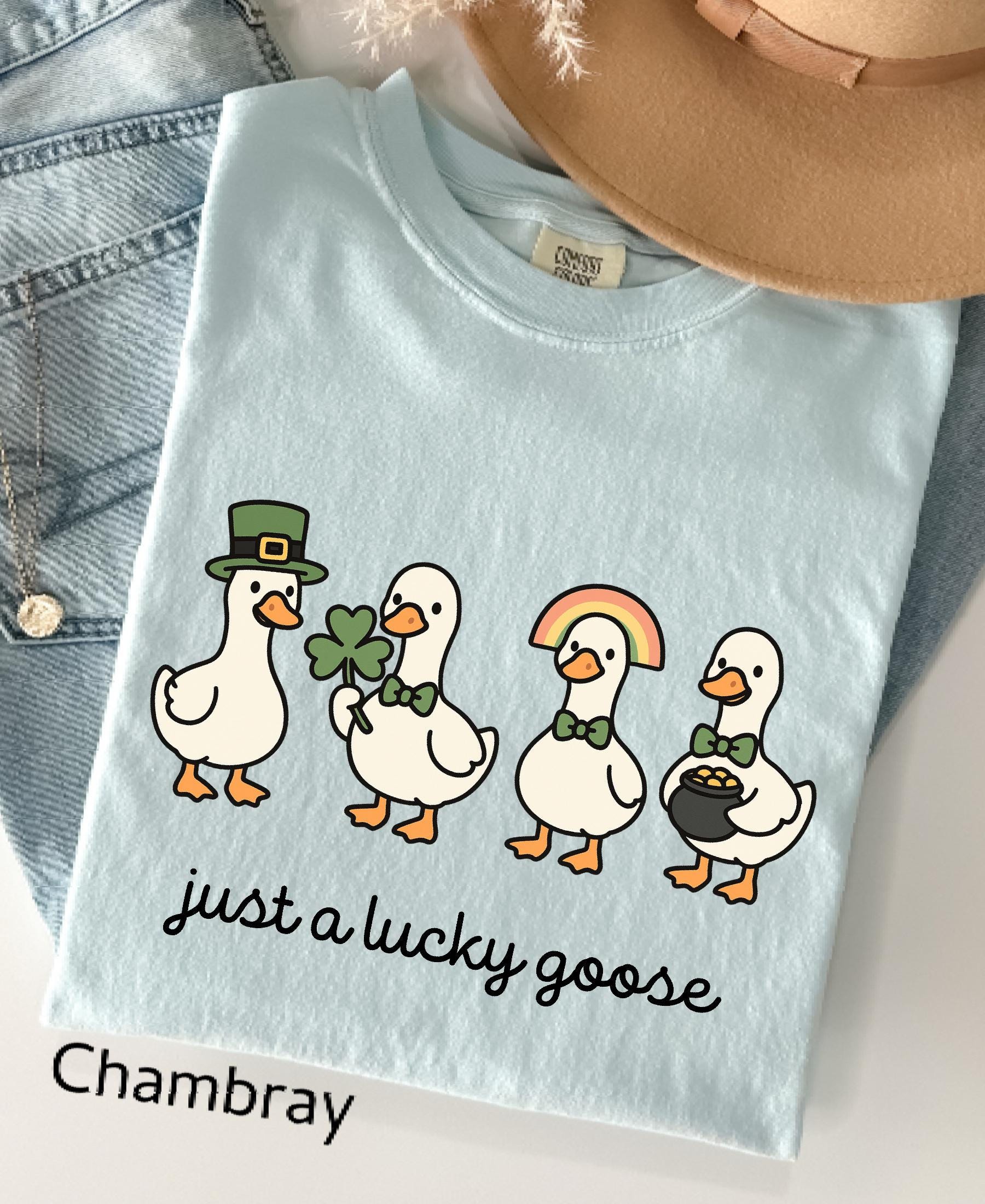 Comfort Colors© Funny St. Patrick's Day Silly Goose Shirt: Holiday Festive Apparel Lucky Clover Irish Gift
