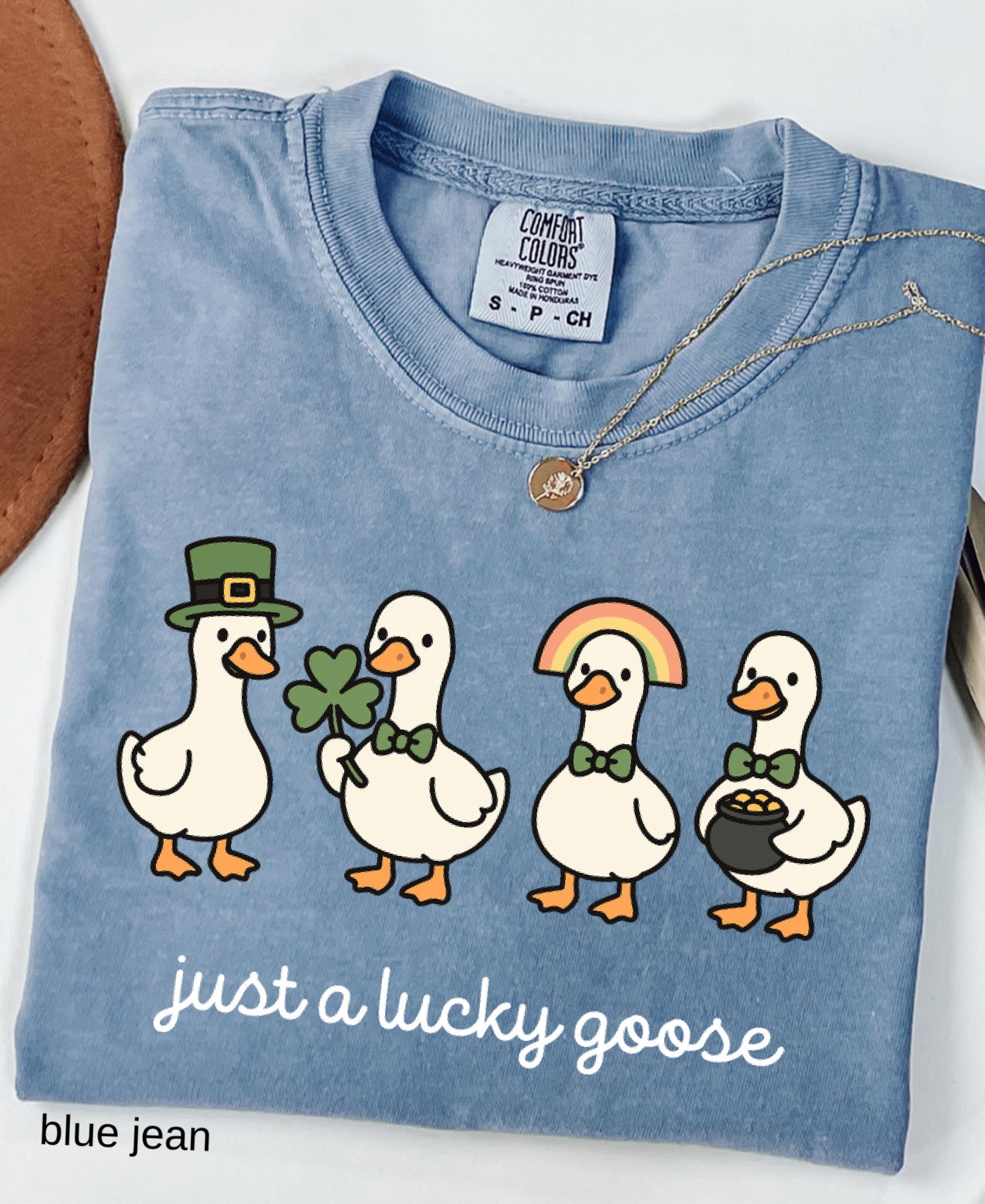 Comfort Colors© Funny St. Patrick's Day Silly Goose Shirt: Holiday Festive Apparel Lucky Clover Irish Gift