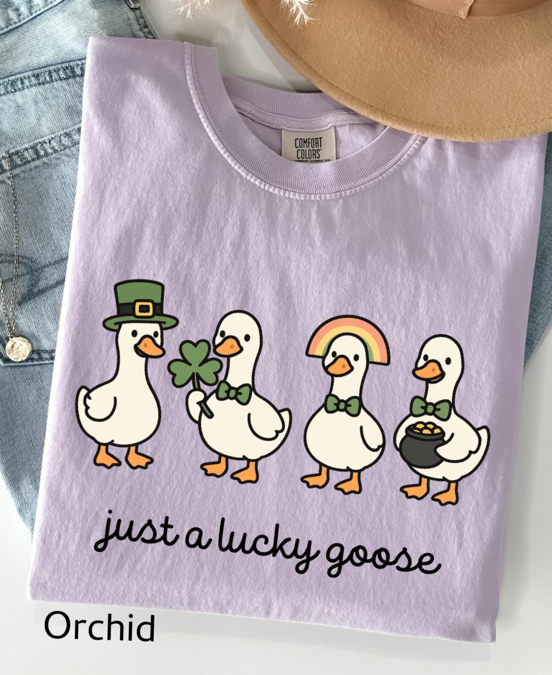 Comfort Colors© Funny St. Patrick's Day Silly Goose Shirt: Holiday Festive Apparel Lucky Clover Irish Gift