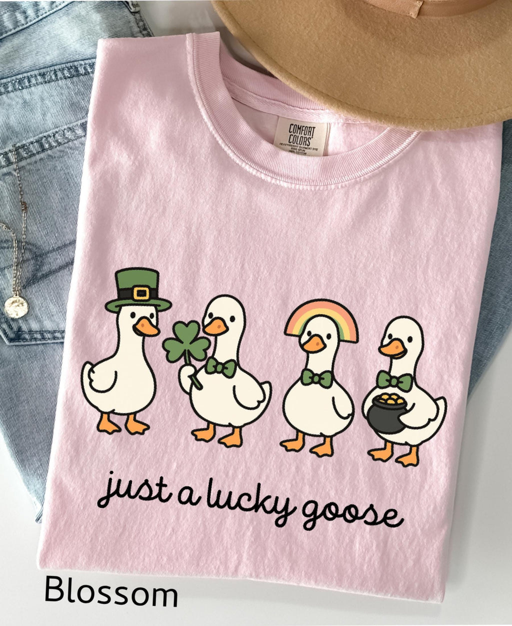 Comfort Colors© Funny St. Patrick's Day Silly Goose Shirt: Holiday Festive Apparel Lucky Clover Irish Gift