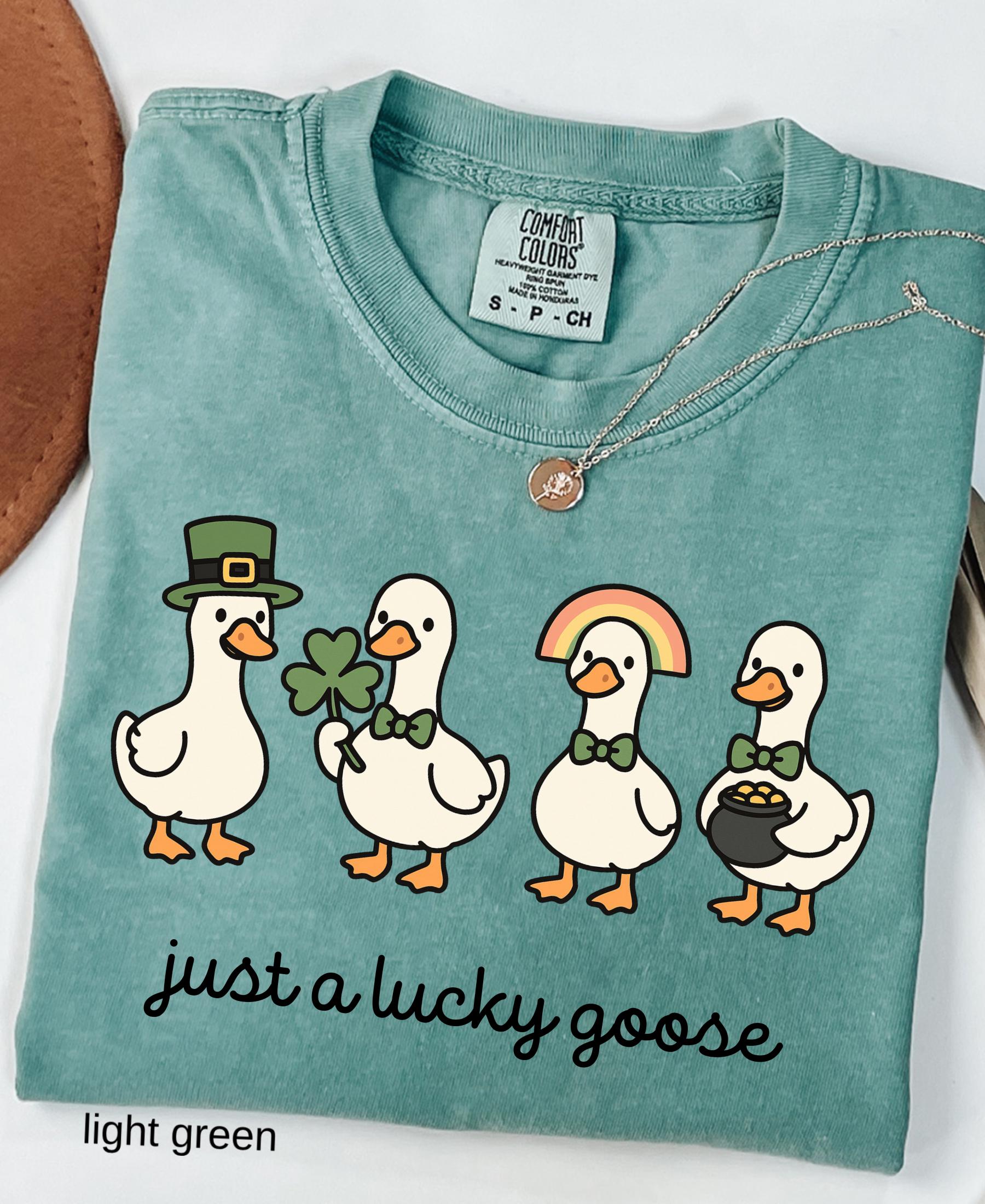 Comfort Colors© Funny St. Patrick's Day Silly Goose Shirt: Holiday Festive Apparel Lucky Clover Irish Gift
