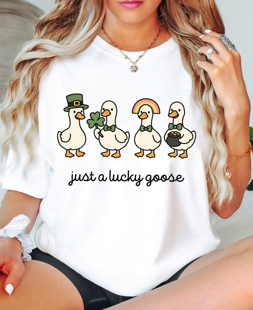 Comfort Colors© Funny St. Patrick's Day Silly Goose Shirt: Holiday Festive Apparel Lucky Clover Irish Gift