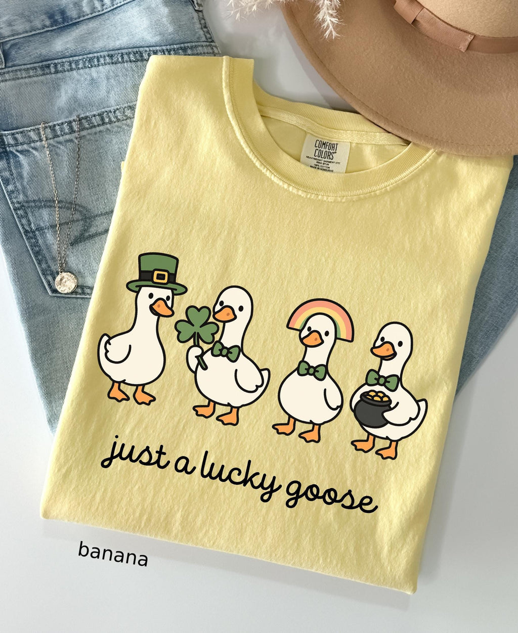 Comfort Colors© Funny St. Patrick's Day Silly Goose Shirt: Holiday Festive Apparel Lucky Clover Irish Gift