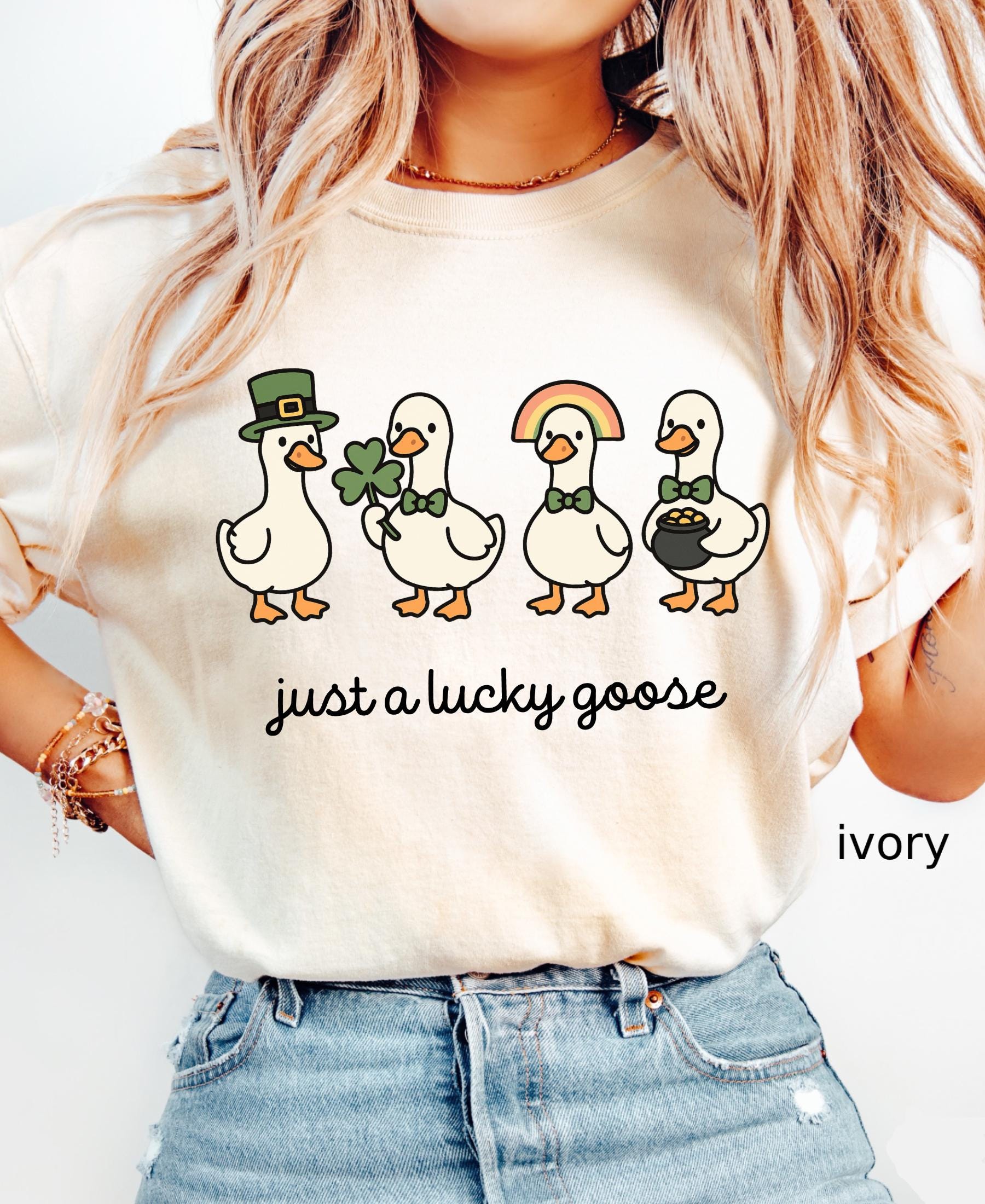 Comfort Colors© Funny St. Patrick's Day Silly Goose Shirt: Holiday Festive Apparel Lucky Clover Irish Gift