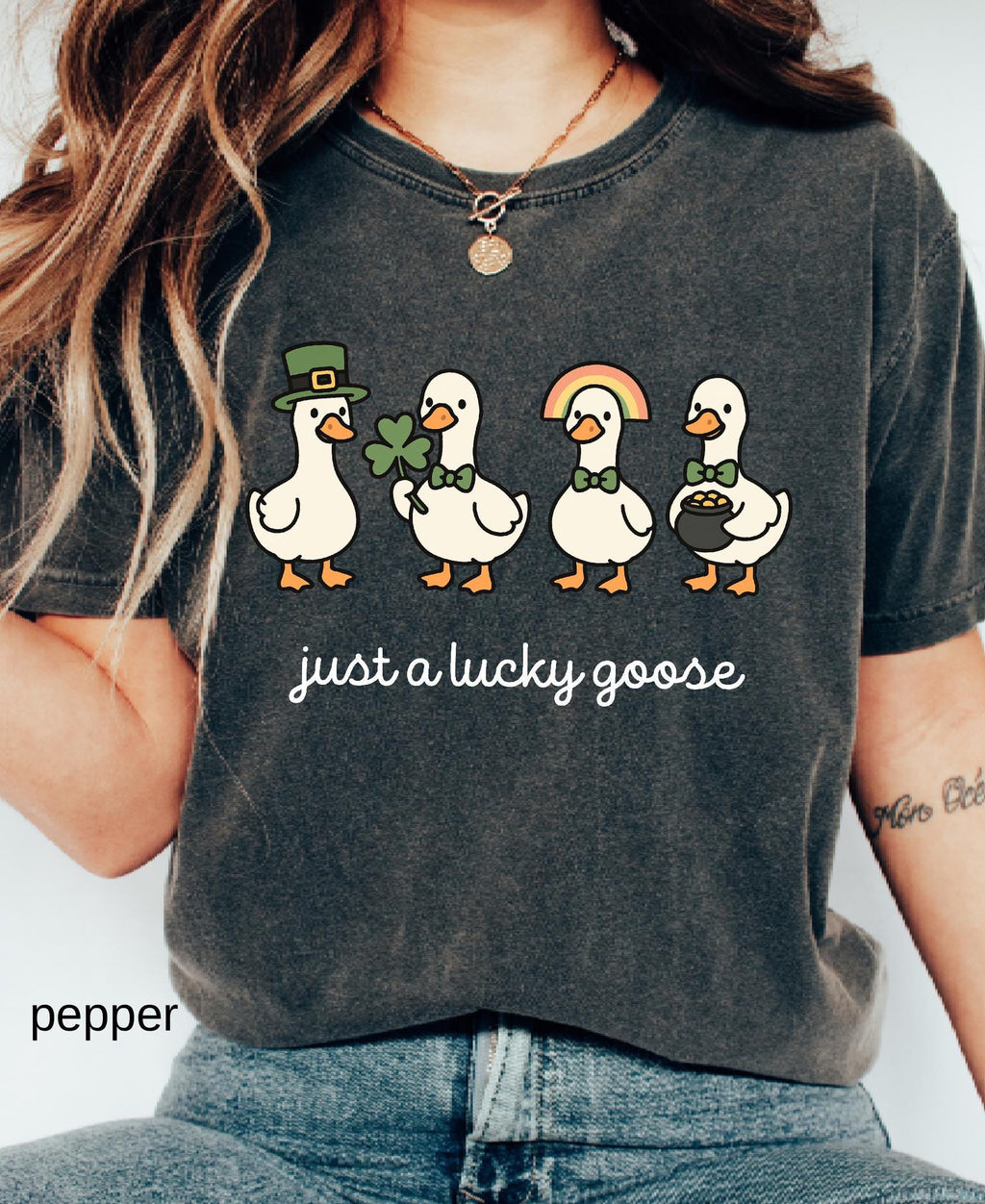 Comfort Colors© Funny St. Patrick's Day Silly Goose Shirt: Holiday Festive Apparel Lucky Clover Irish Gift
