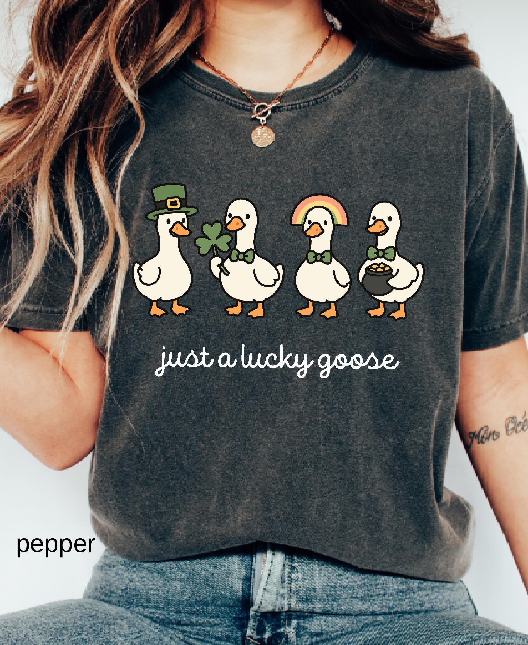 Comfort Colors© Funny St. Patrick's Day Silly Goose Shirt: Holiday Festive Apparel Lucky Clover Irish Gift