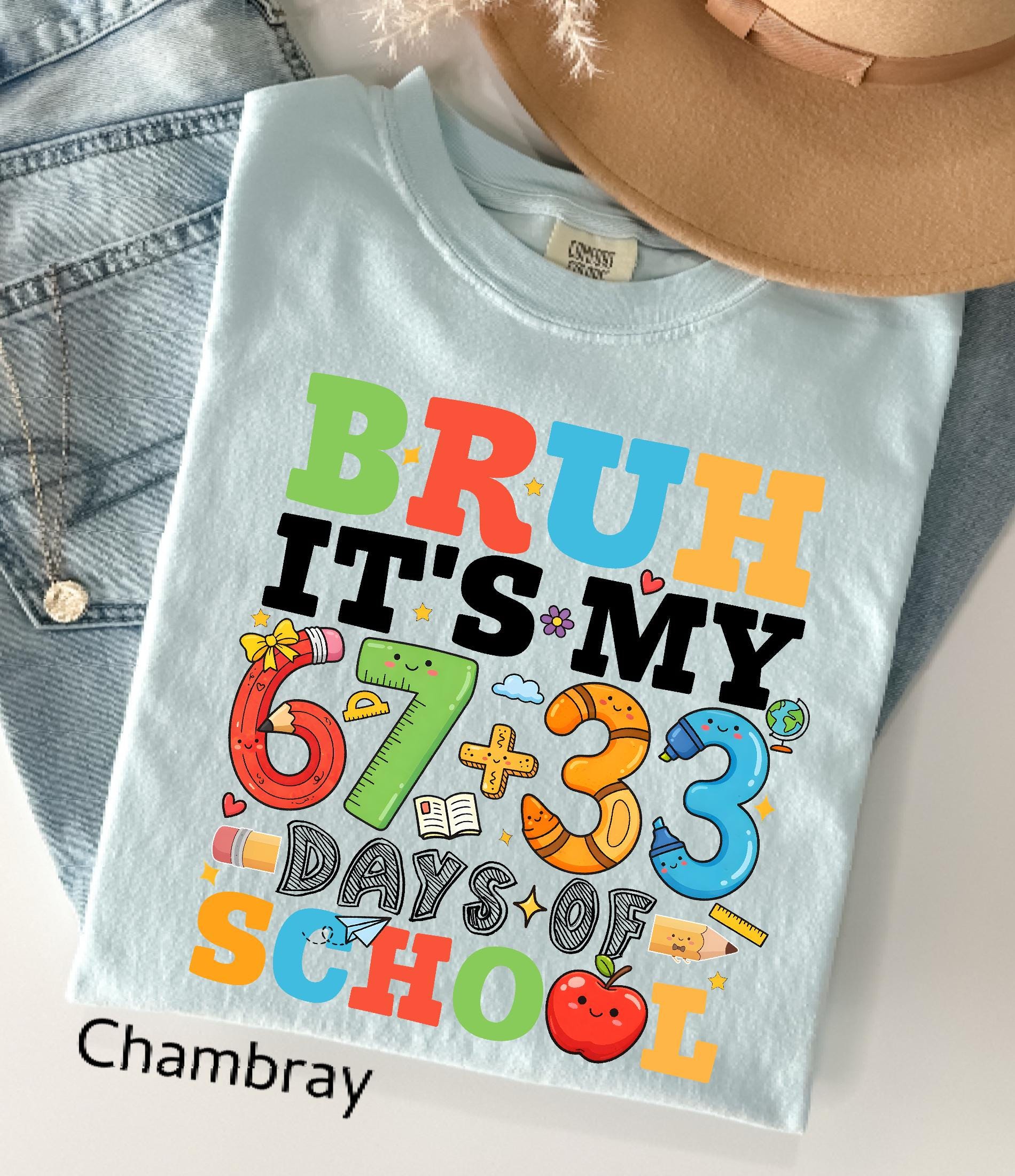 Comfort Colors© Bruh It's My 67+33 Days Of School Shirt, I Survived Classroom 100th Day Of School Shirt for Kids, Teacher Appreciation Gift